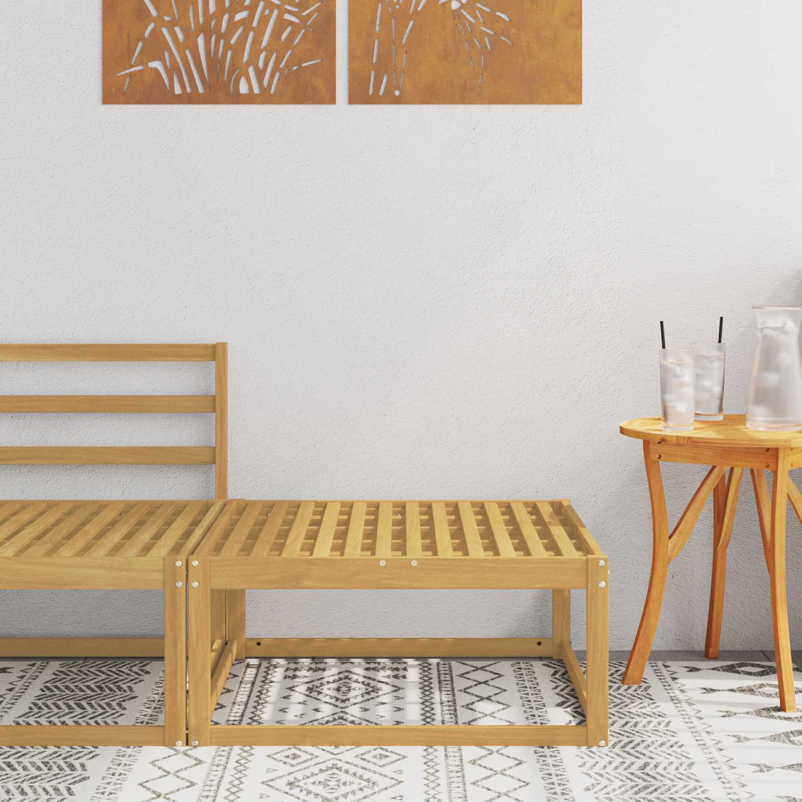 vidaXL Outdoor-Fußhocker Massivholz Akazie Weiß 79 x 79 x 37 cm