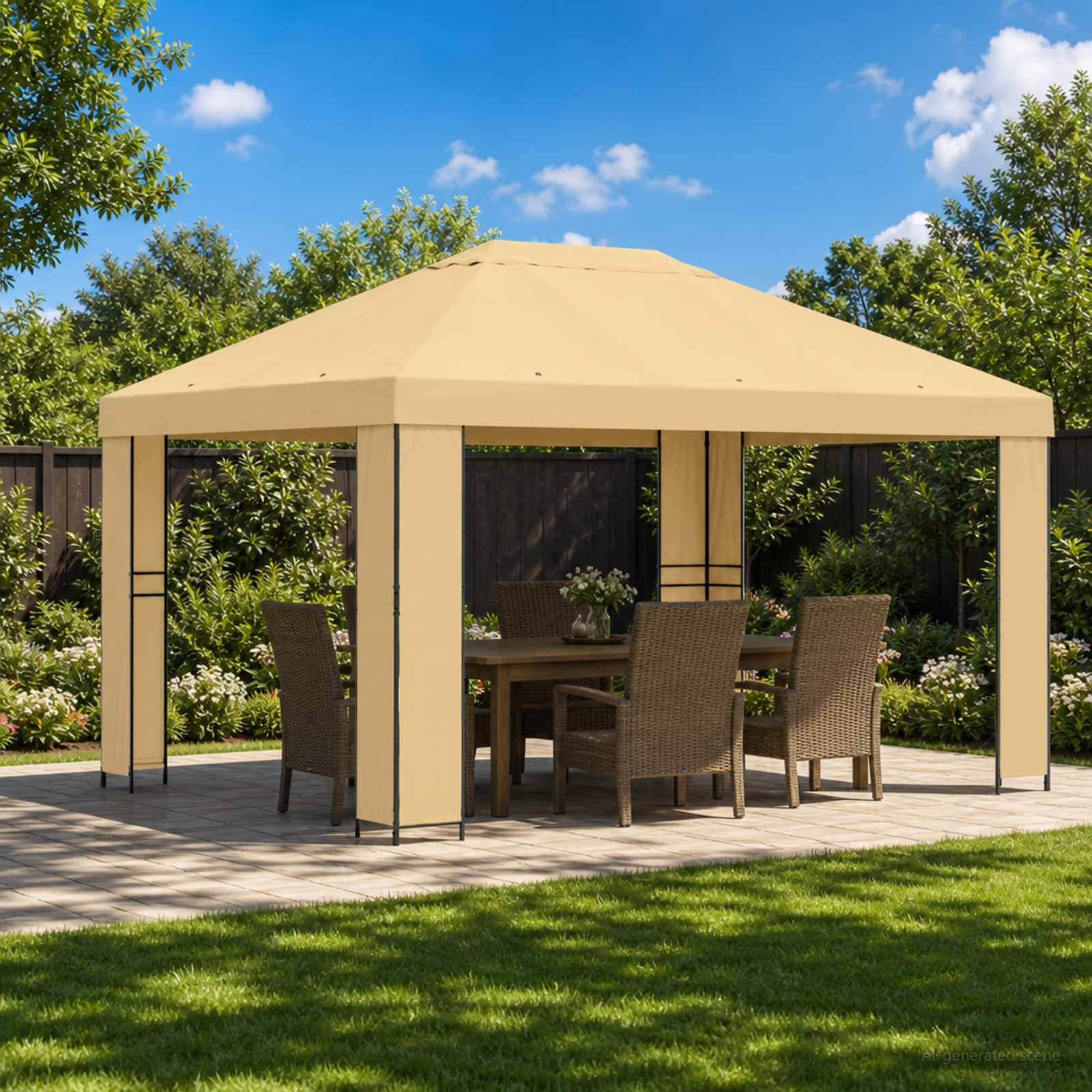 vidaXL Pavillon 4 x 3 m Creme Polyester und Stahl 190 gsm