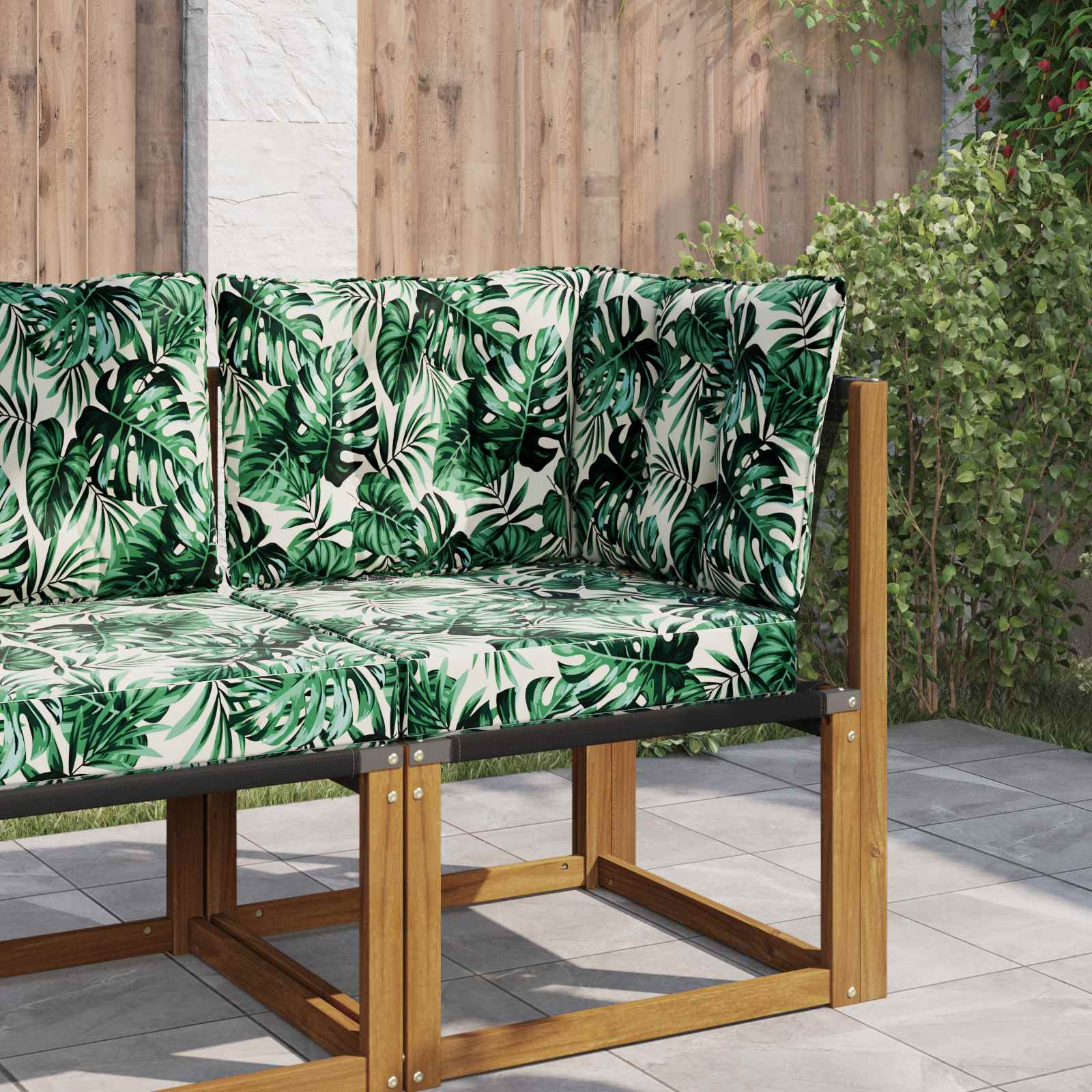 vidaXL Sofakissen für draußen Polyester Blattmuster 60 x 40 x 10 cm