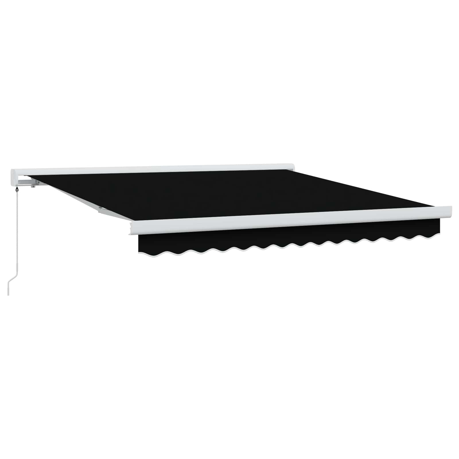 vidaXL Ausziehbare Markise Schwarz 350 x 250 cm Leinen und Aluminium