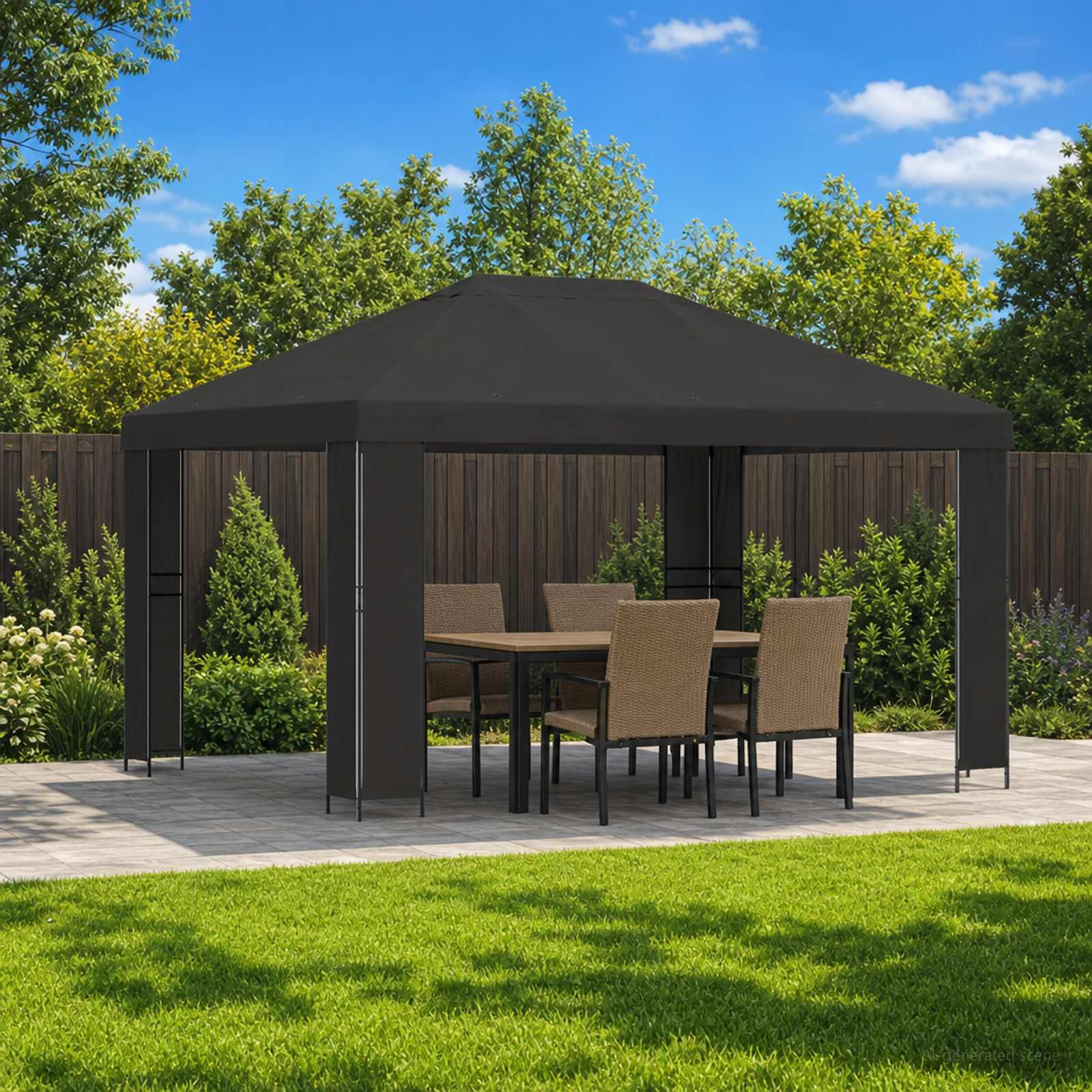 vidaXL Pavillon 4 x 3 m Anthrazit Polyester und Stahl 190 gsm
