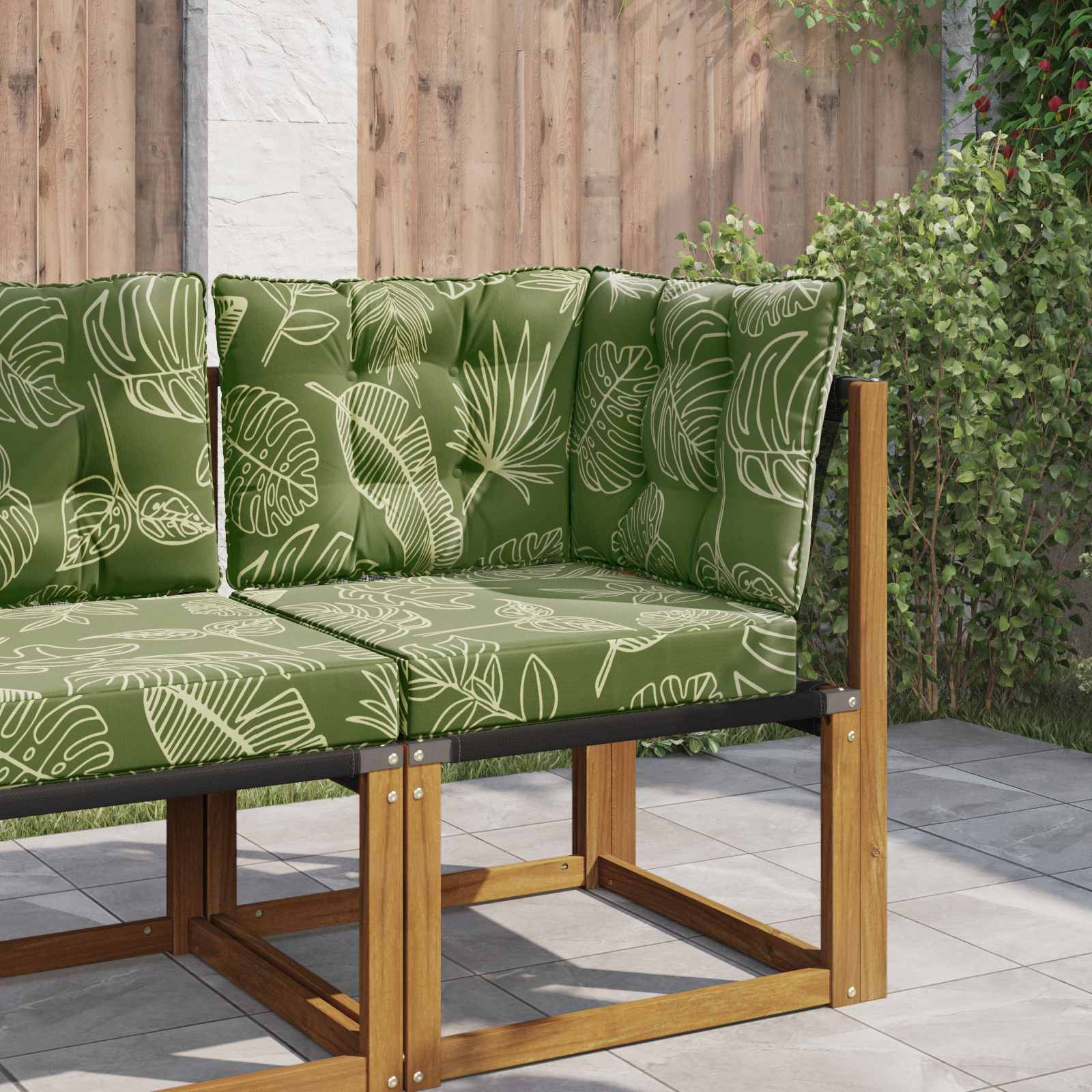 vidaXL Sofakissen für draußen Polyester Blattdesign 60 x 40 x 10 cm