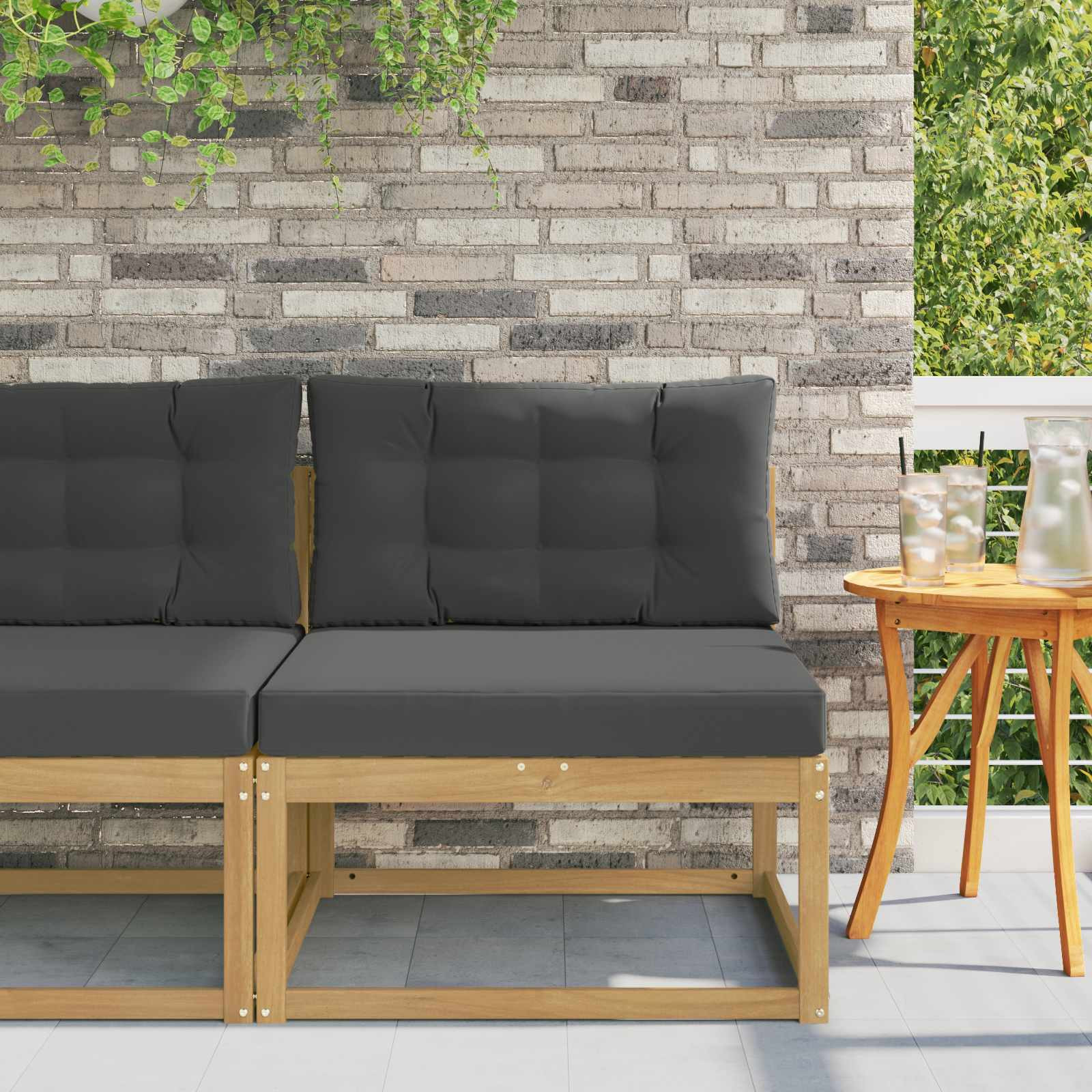 vidaXL Outdoor Mittelsofa Polyester Weiß