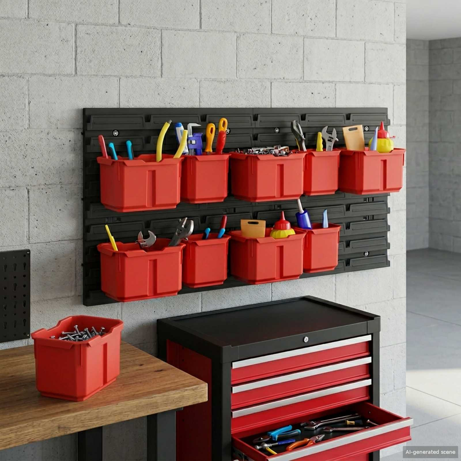 vidaXL Containerregal Schwarz und Rot 77,5 x 2 x 39 cm PP