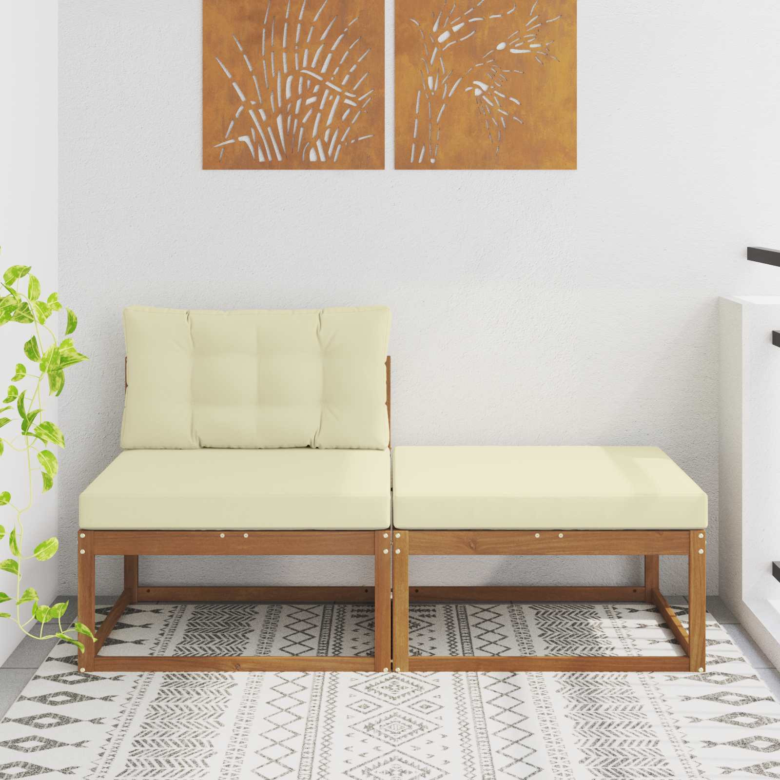 vidaXL Sectional Sofa Einheiten mit Kissen 2 Stück Natur