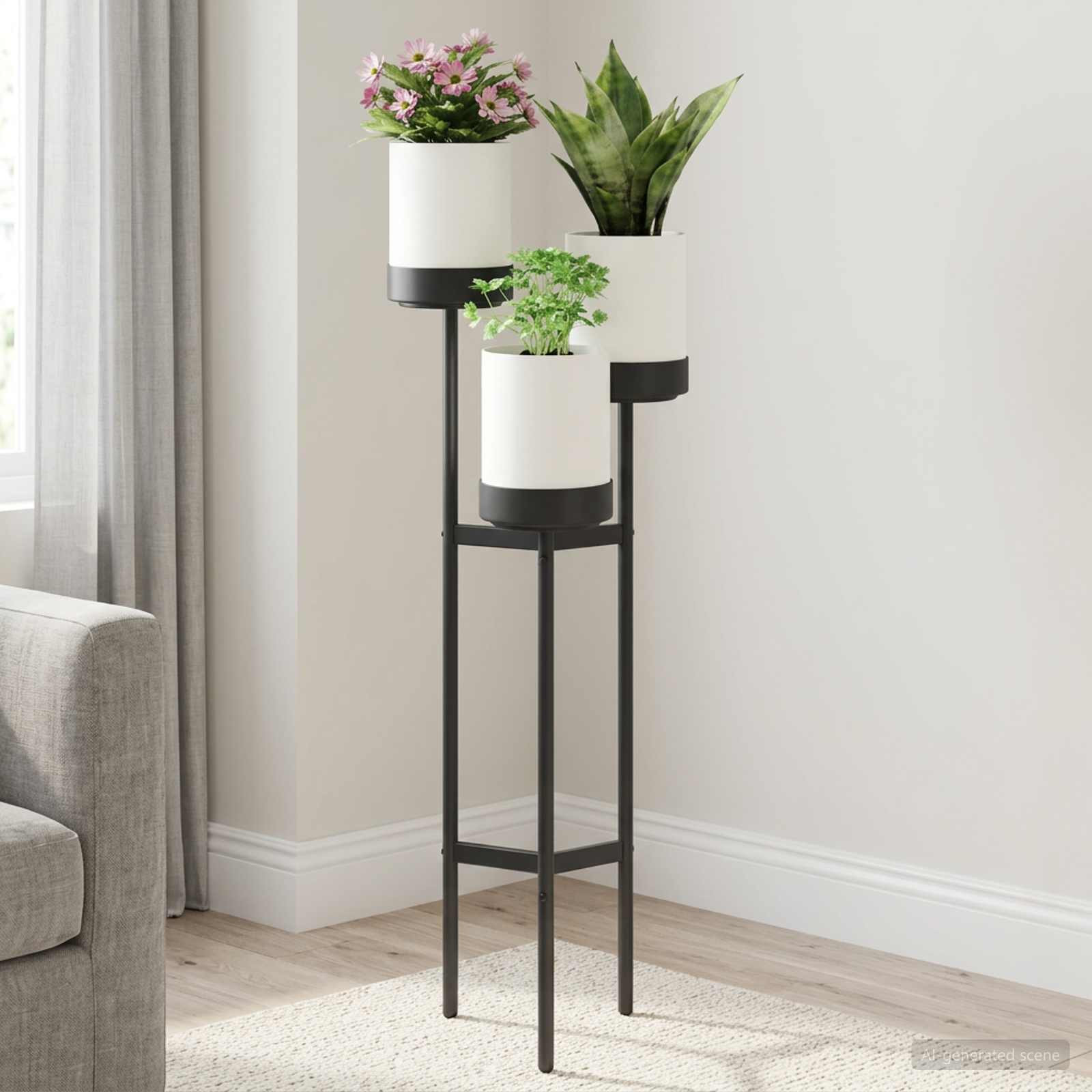 vidaXL Blumenständer Weiß 42 x 39,5 x 125 cm PP und Stahl