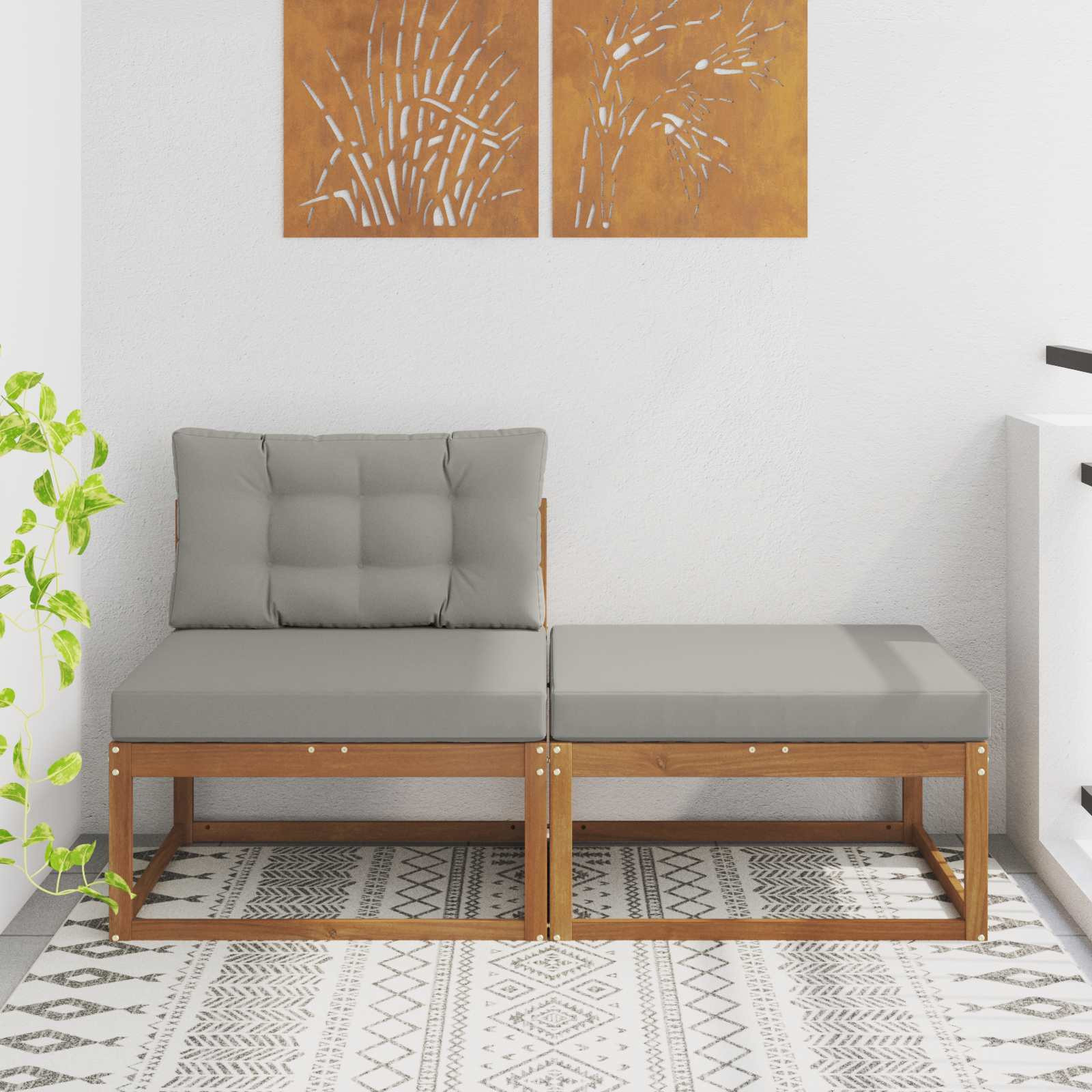 vidaXL Sectional Sofa Einheiten mit Kissen 2 Stück Natur