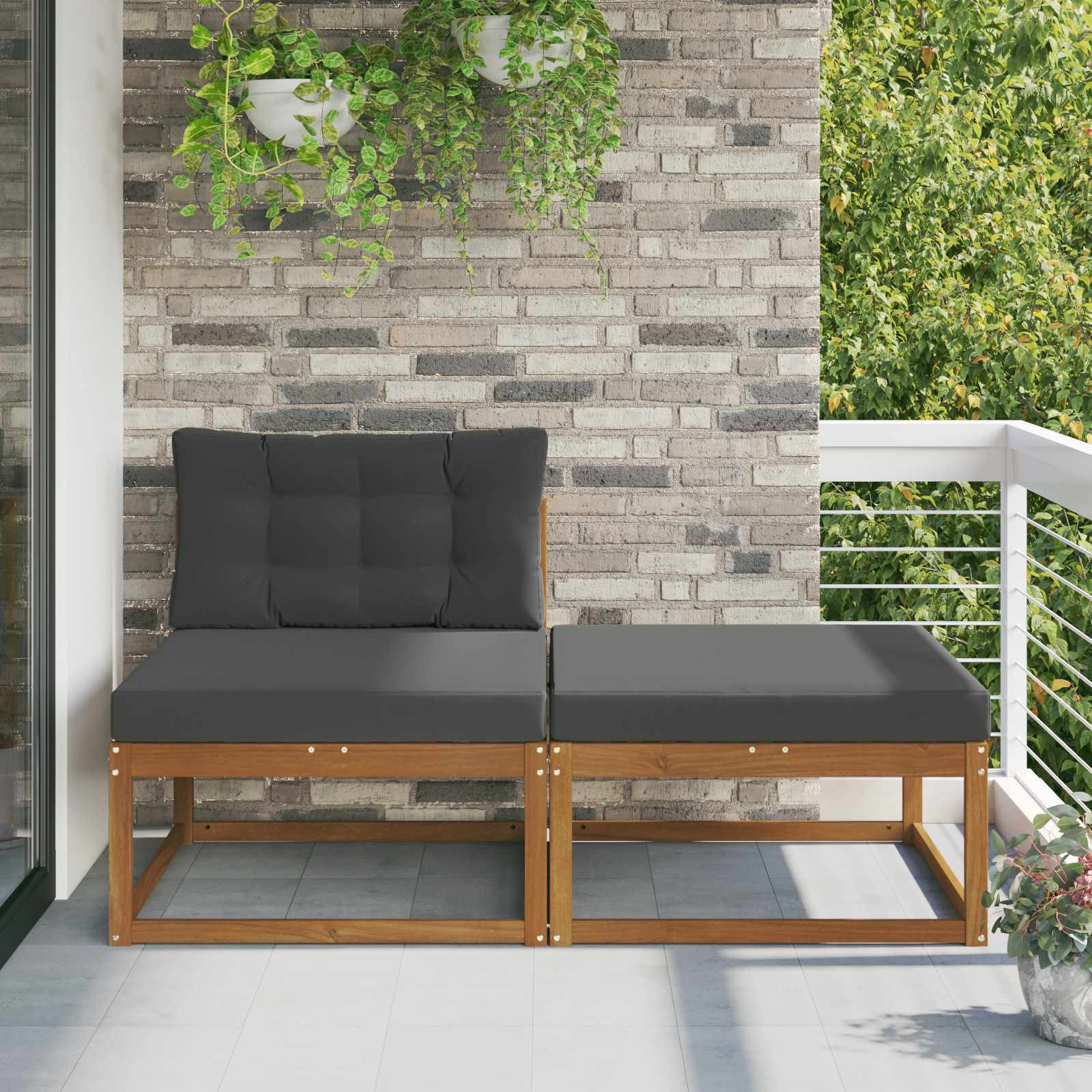 vidaXL Sectional Sofa Einheiten mit Kissen 2 Stück Natur