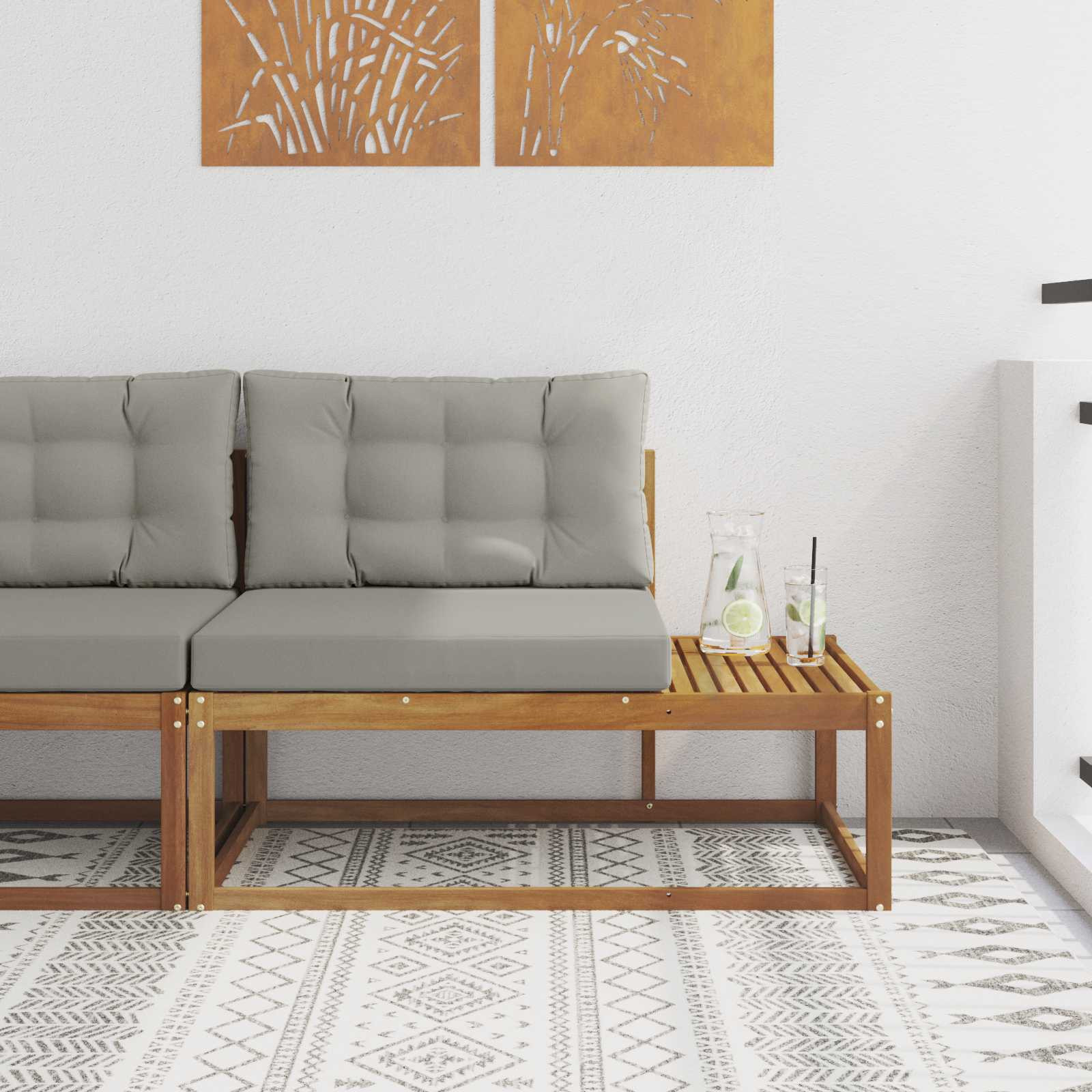 vidaXL Outdoor Endsofa mit Kissen Natur 115 x 83 x 73 cm