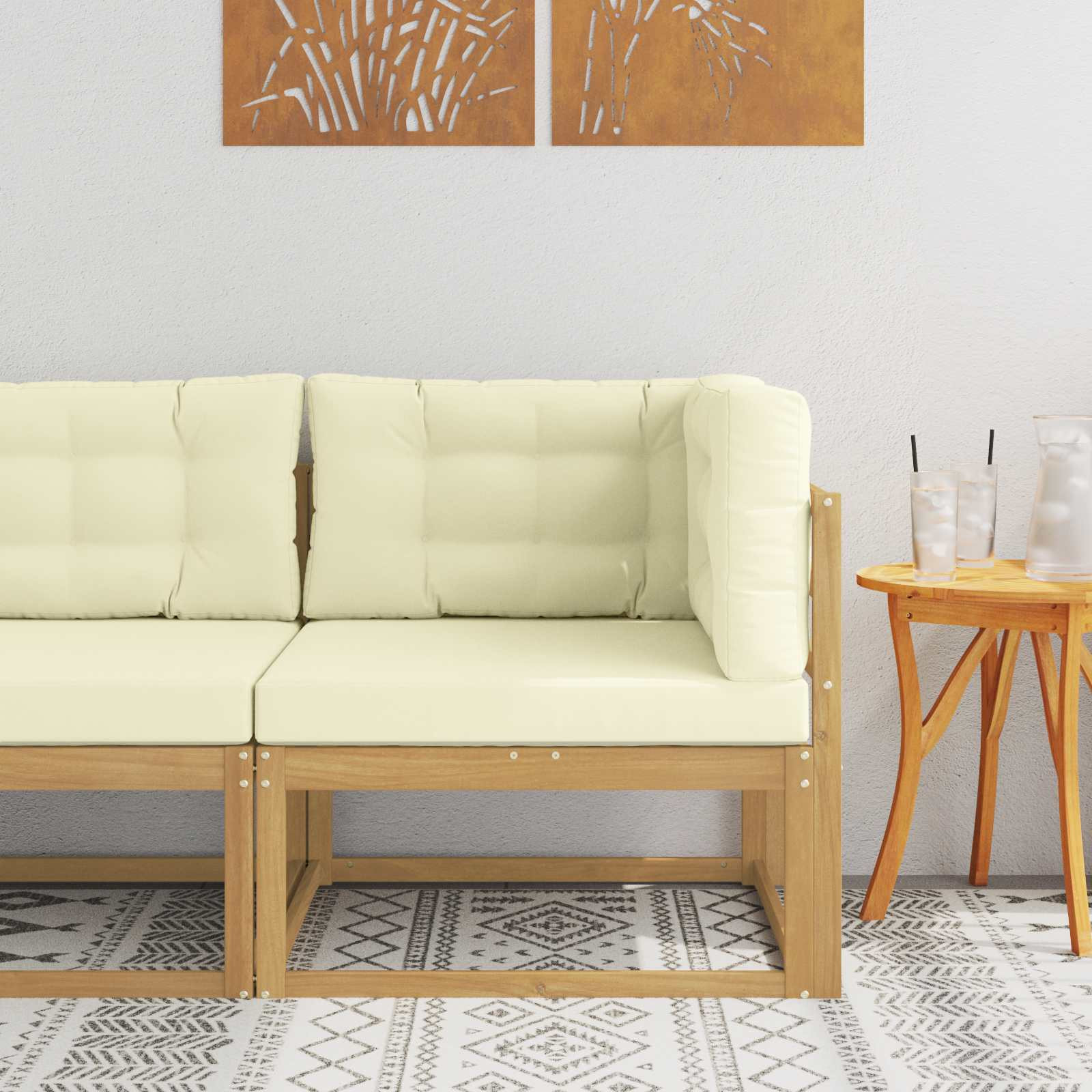 vidaXL Outdoor Ecksofa Polyester Weiß
