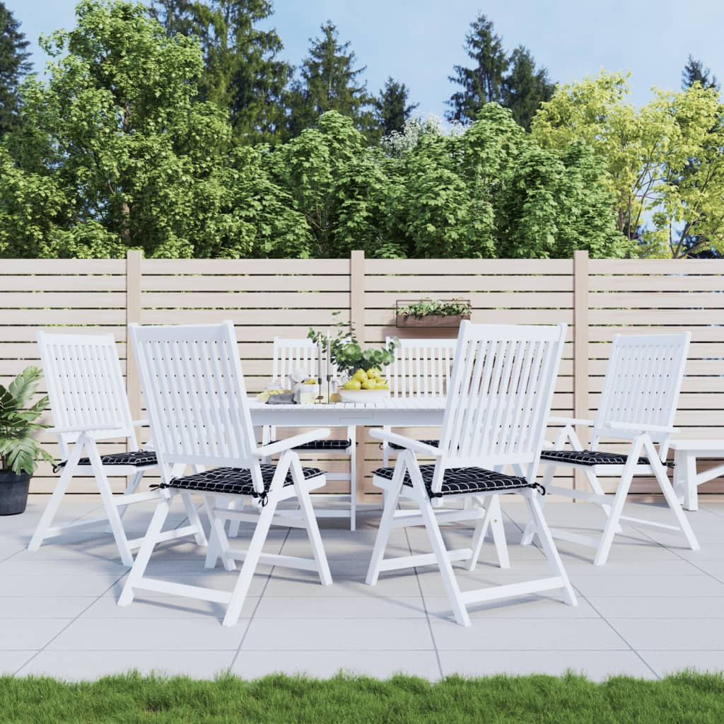 vidaXL Gartenstuhl-Kissen 6 Stk. Schwarz Karomuster 50x50x4 cm Stoff