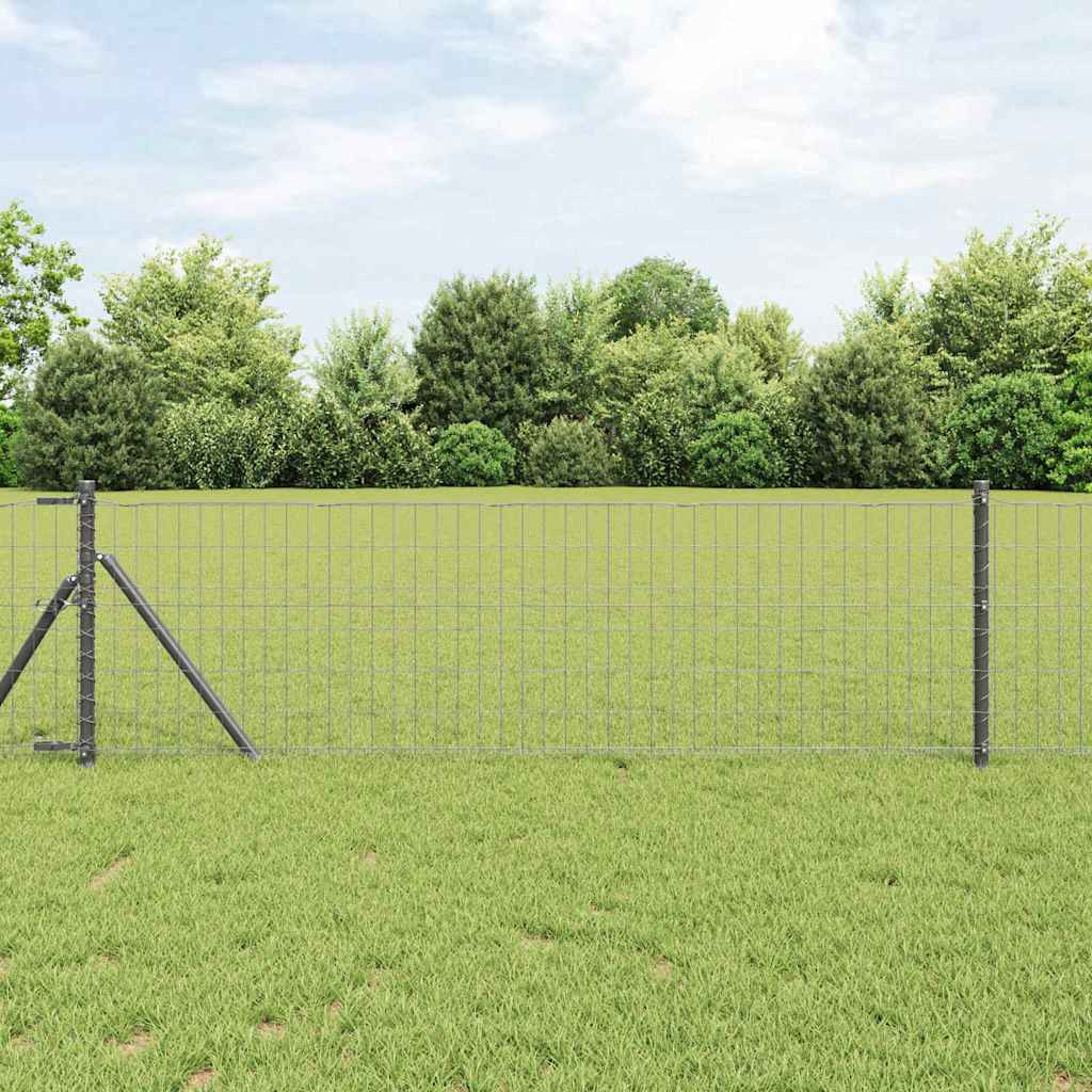 vidaXL Bodenmontierter Euro-Zaun 25 x 0,8 m PVC-beschichteter Stahl