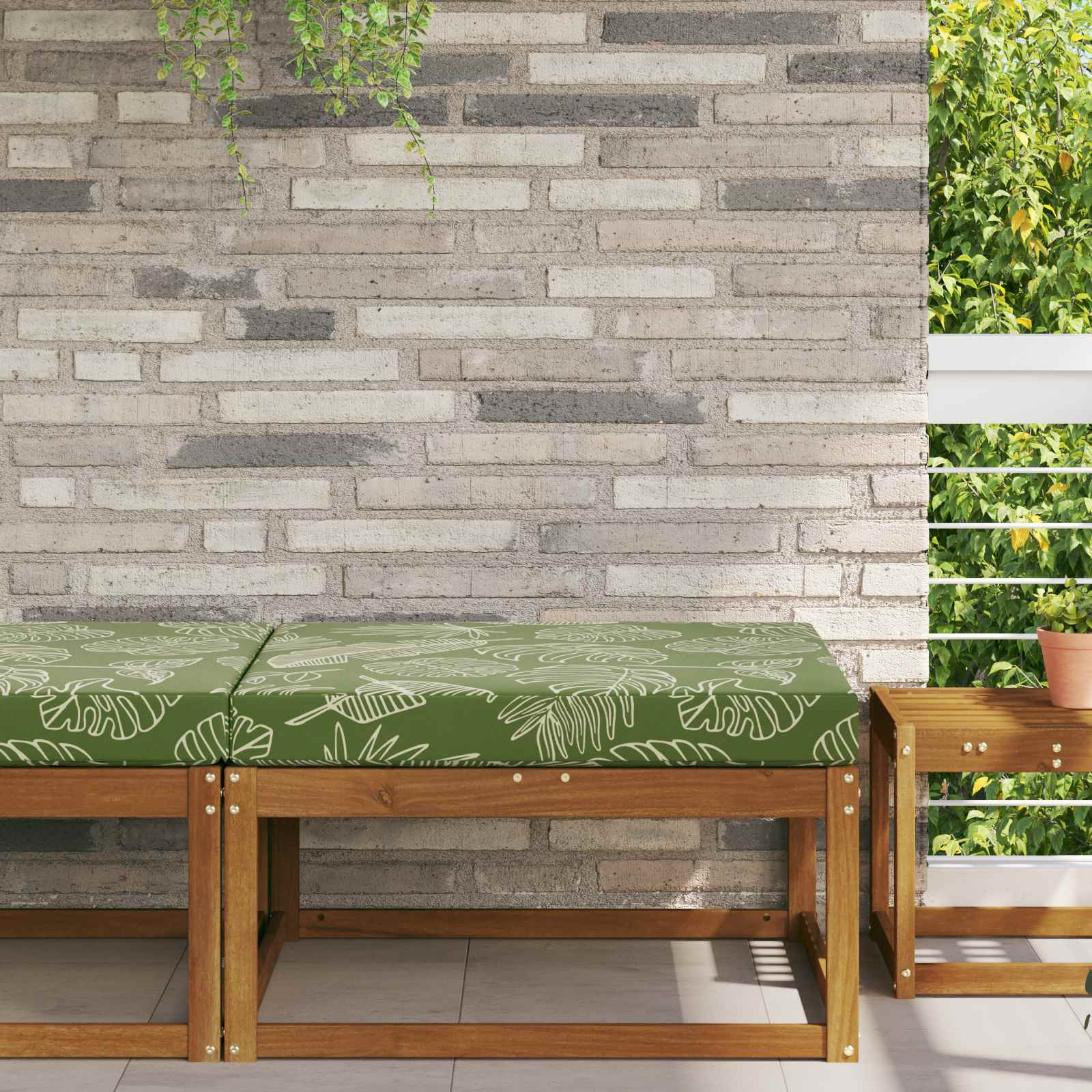 vidaXL Sofakissen für draußen Blattdesign 80 x 80 x 8 cm Polyester