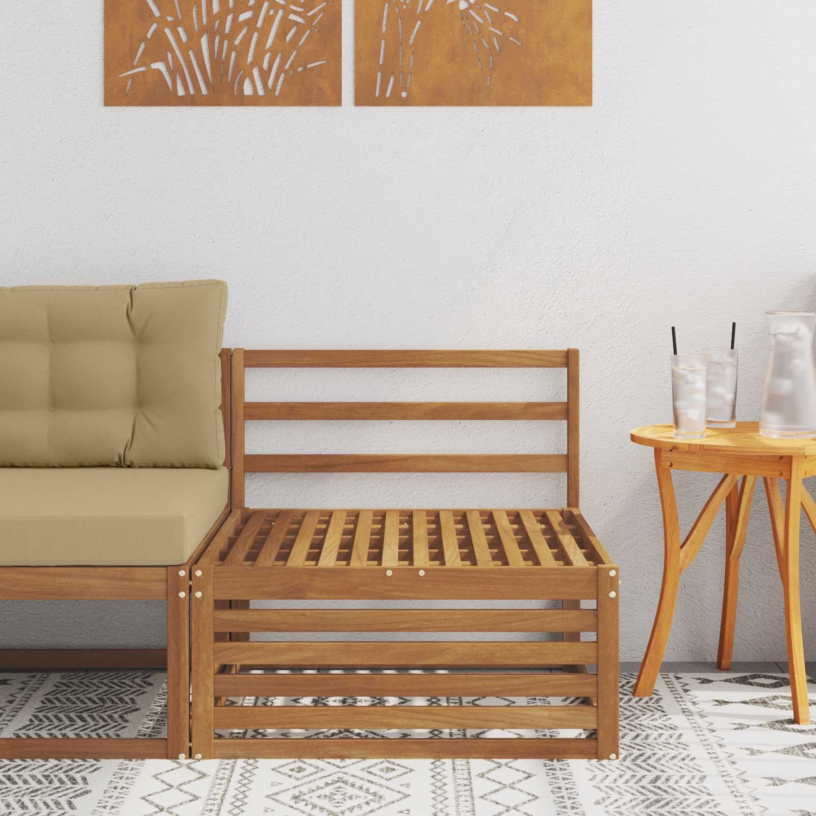vidaXL Outdoor Mittelsofa Massivholz Akazie Natur 79 x 83 x 73 cm