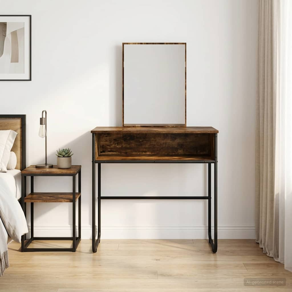 vidaXL Schminktisch Geräucherte Eiche 81 x 40 x 131 cm Holzwerkstoff