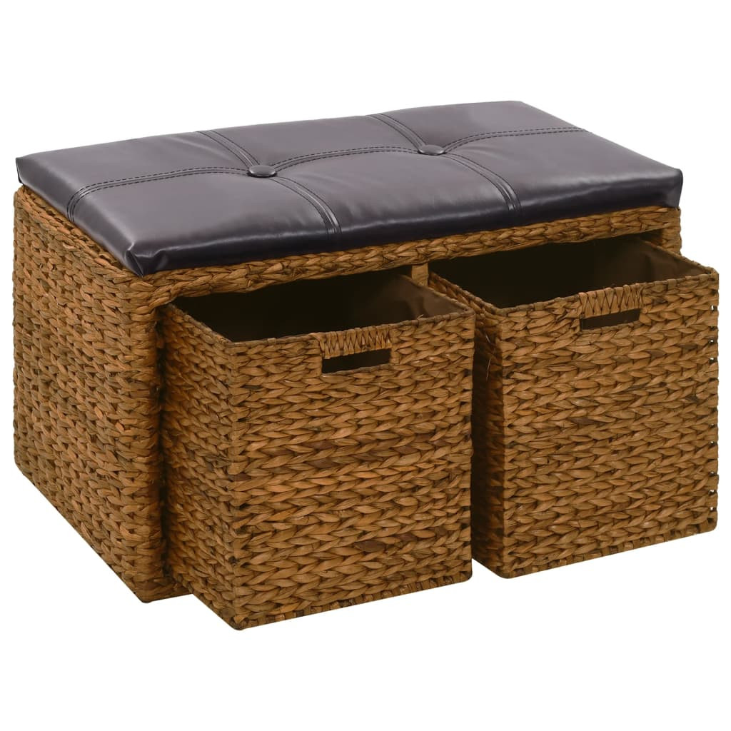 vidaXL Sitzbank mit 2 Körben Seegras 71×40×42 cm Braun