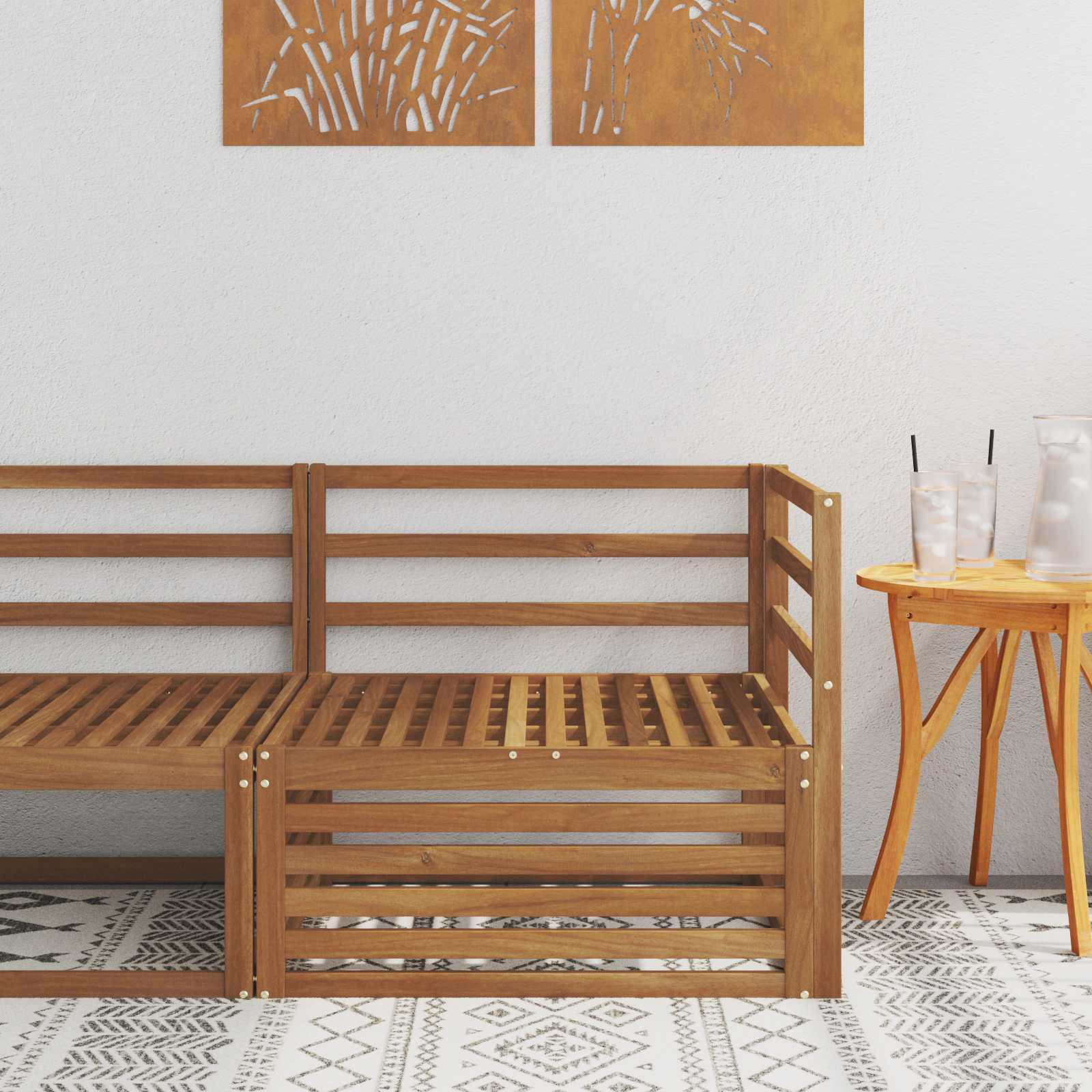 vidaXL Outdoor Ecksofa Massivholz Akazie Natur 83 x 83 x 73 cm