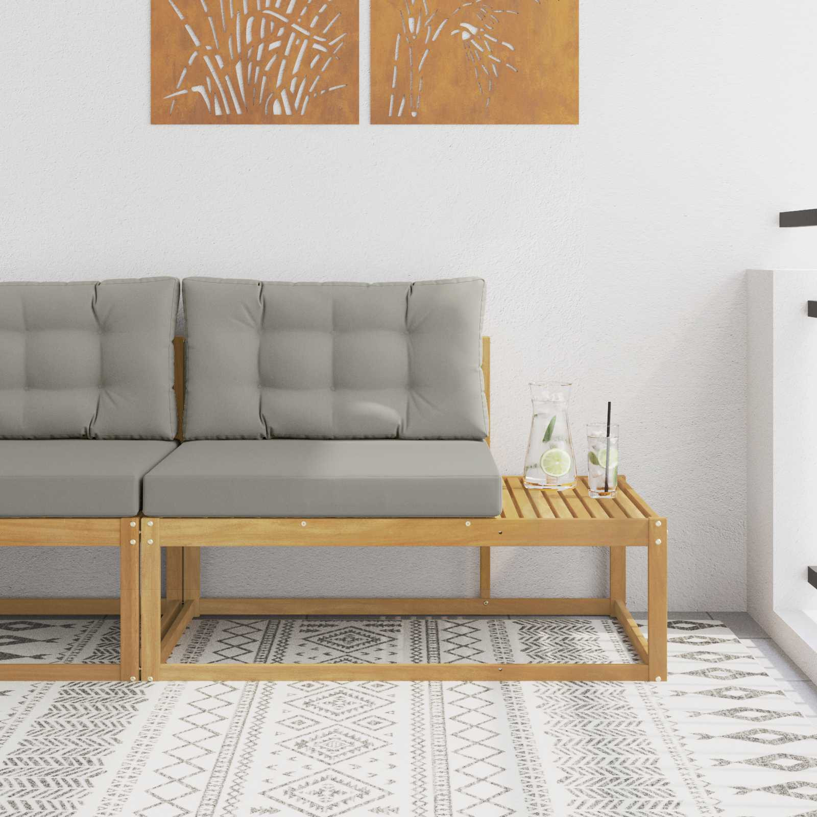 vidaXL Outdoor End Sofa mit Kissen Weiß 115 x 83 x 73 cm Polyester