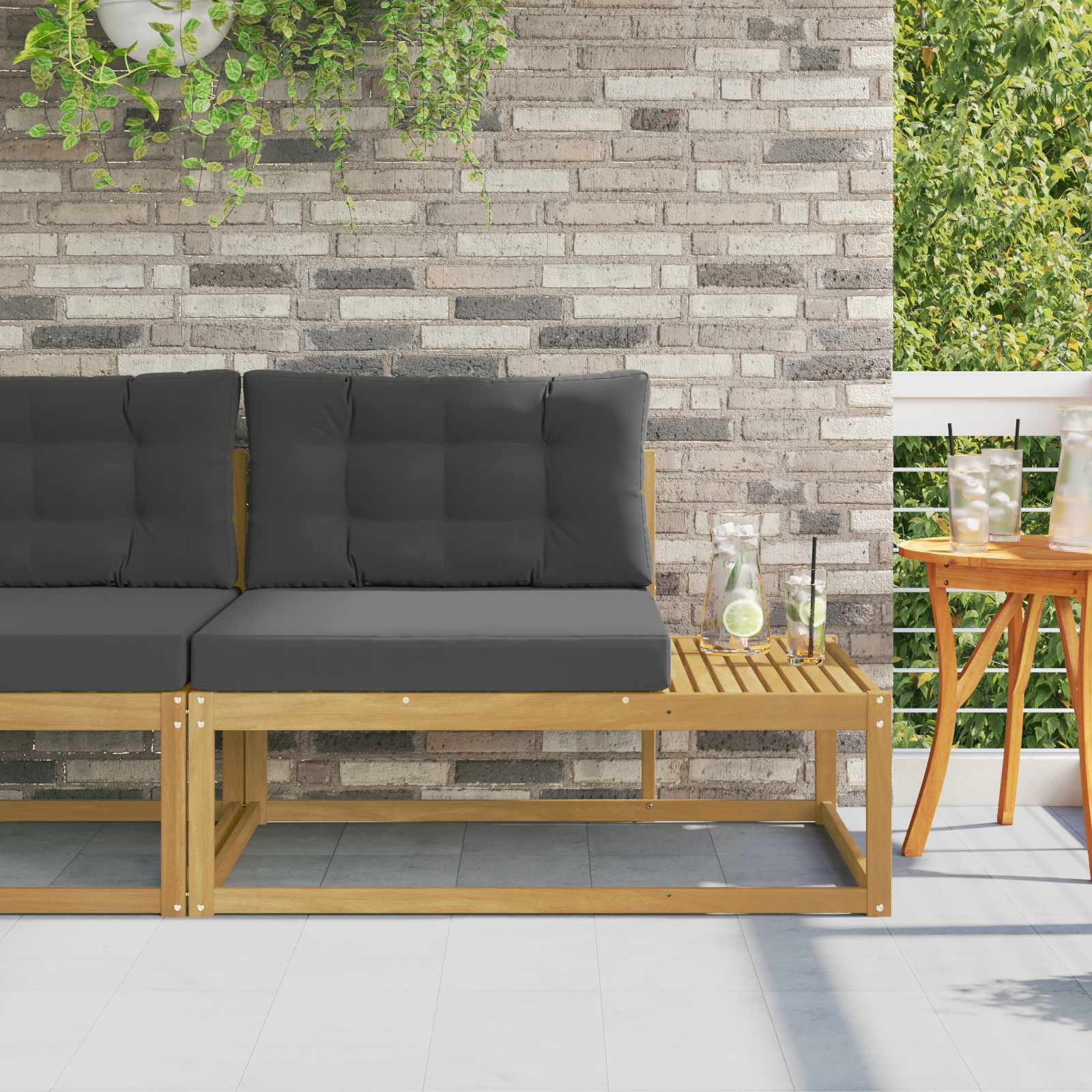 vidaXL Outdoor End Sofa mit Kissen Weiß 115 x 83 x 73 cm Polyester