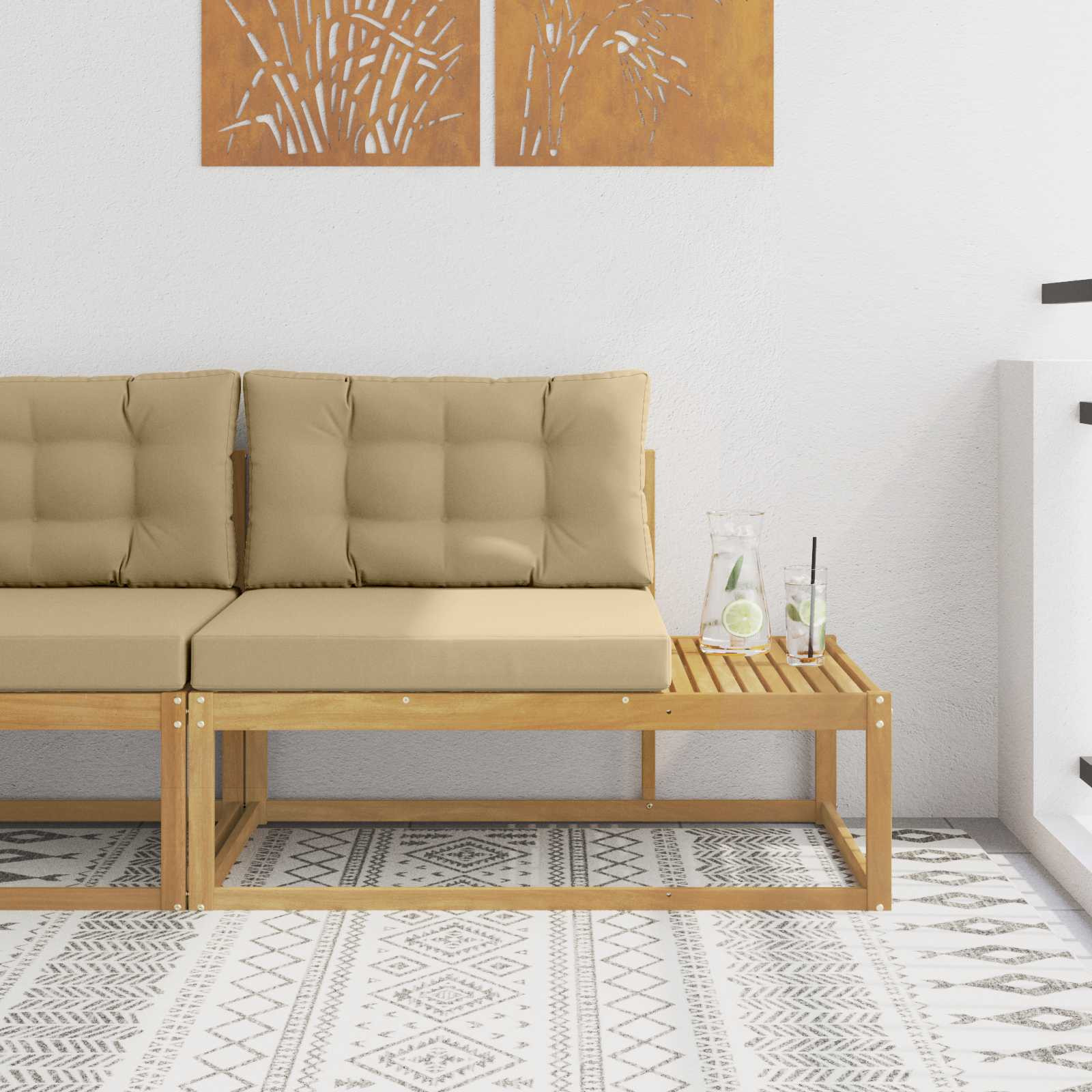 vidaXL Outdoor End Sofa mit Kissen Weiß 115 x 83 x 73 cm Polyester