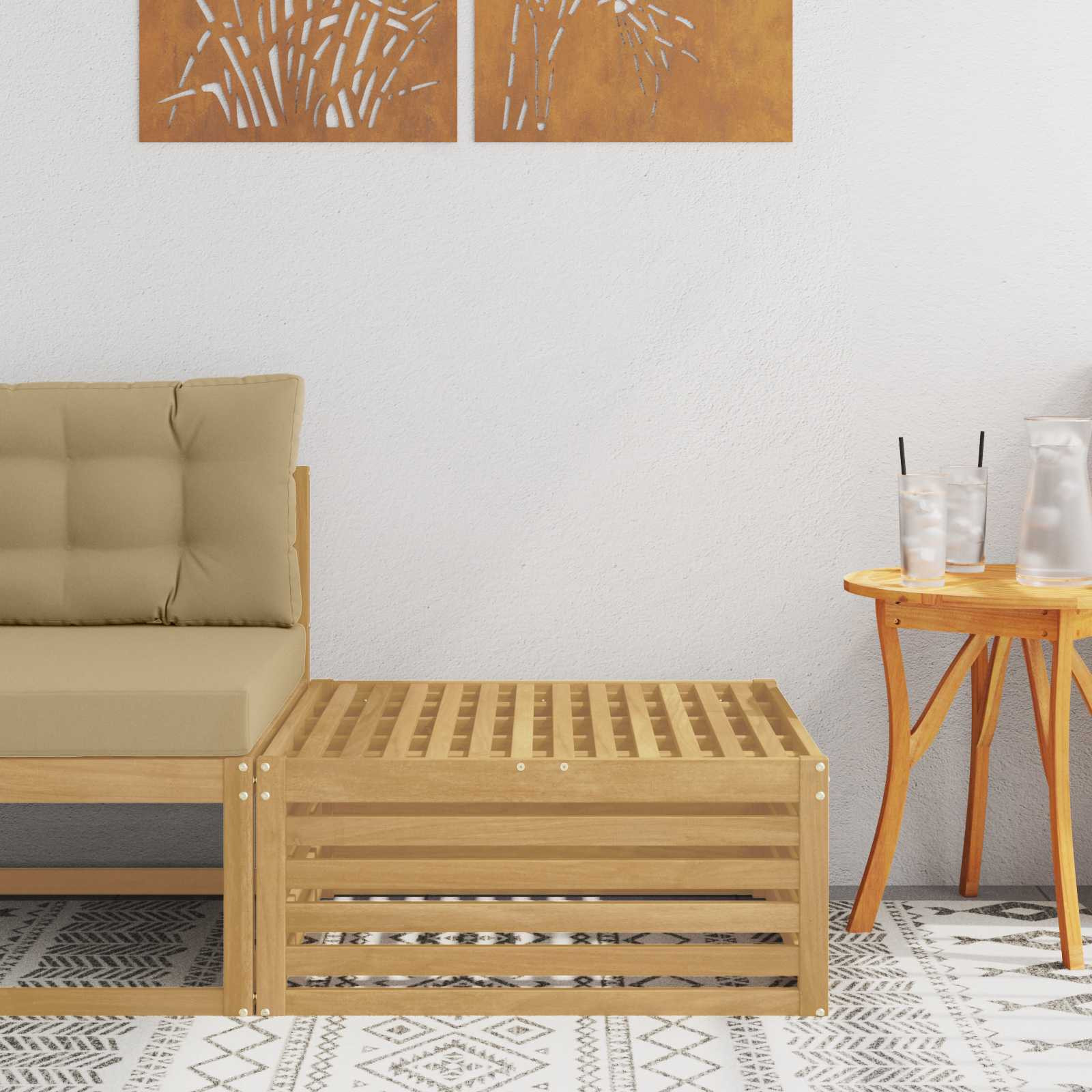 vidaXL Outdoor-Fußhocker Massivholz Akazie Weiß 79 x 79 x 37 cm