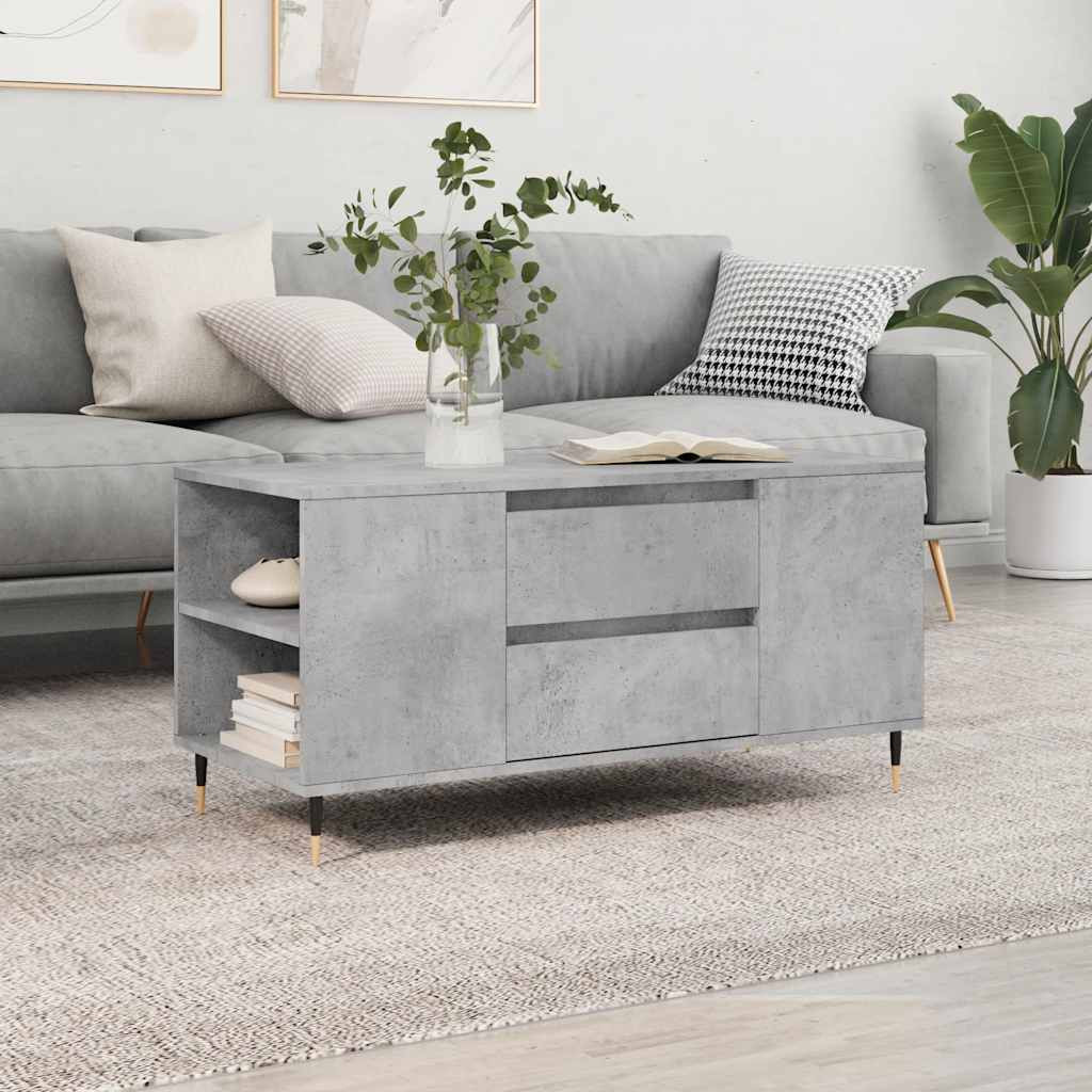 vidaXL Couchtisch Betongrau 102x44,5x50 cm Holzwerkstoff