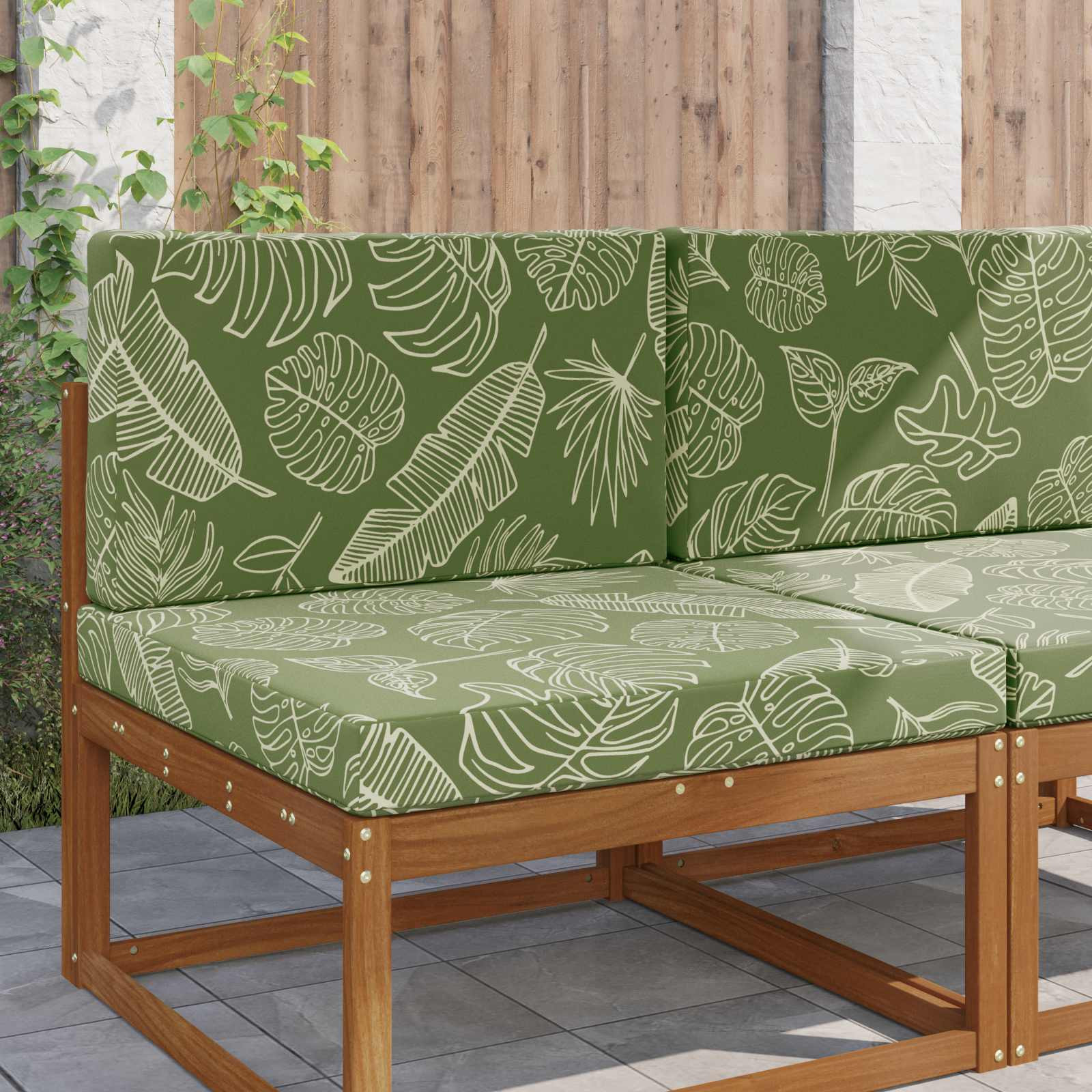 vidaXL Sofakissen für draußen 2 pcs Blattdesign Polyester