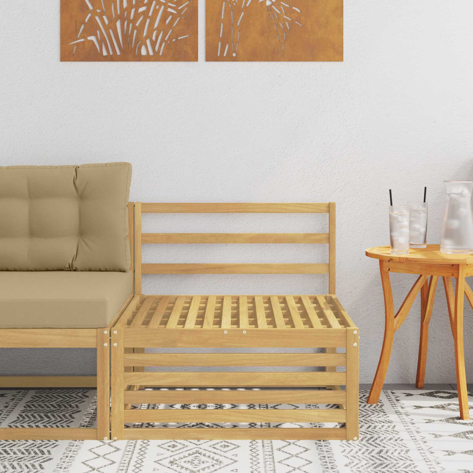 vidaXL Outdoor Mittelsofa Massivholz Akazie Weiß 83 x 79 x 73 cm