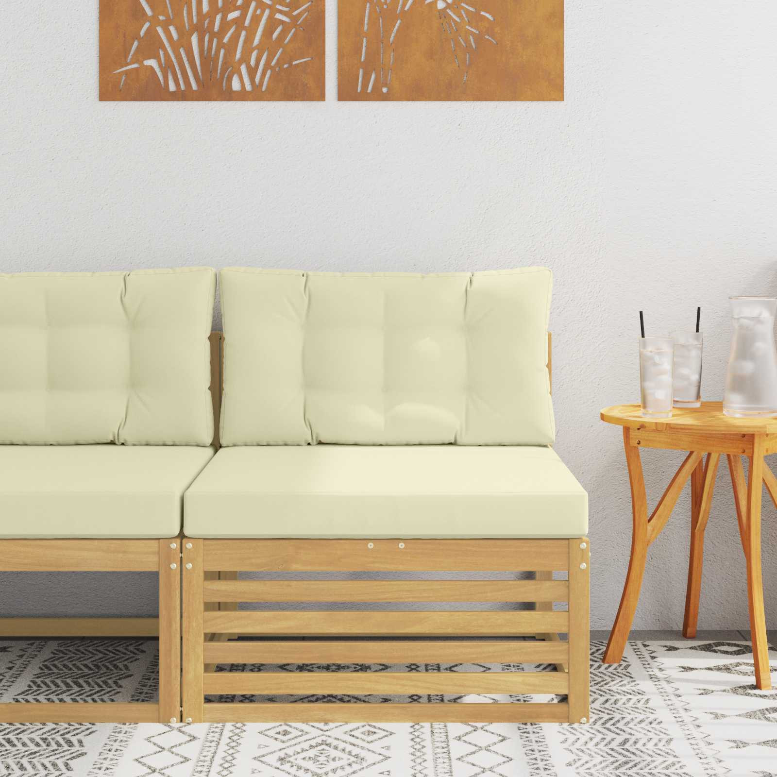vidaXL Outdoor Mittelsofa Massivholz Akazie Weiß 83 x 79 x 73 cm