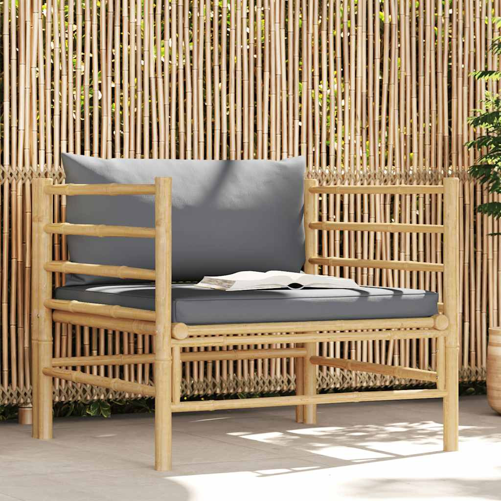 vidaXL Gartensofa mit Dunkelgrauen Kissen Bambus