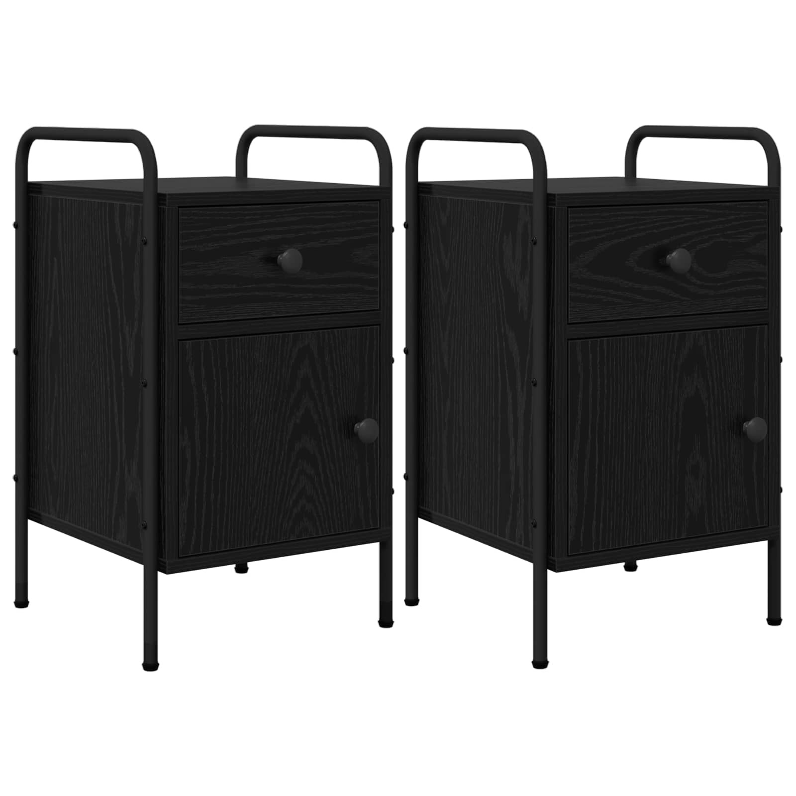 vidaXL Nachttisch 2 Stk. Schwarze Eiche 35 x 36,5 x 61 cm