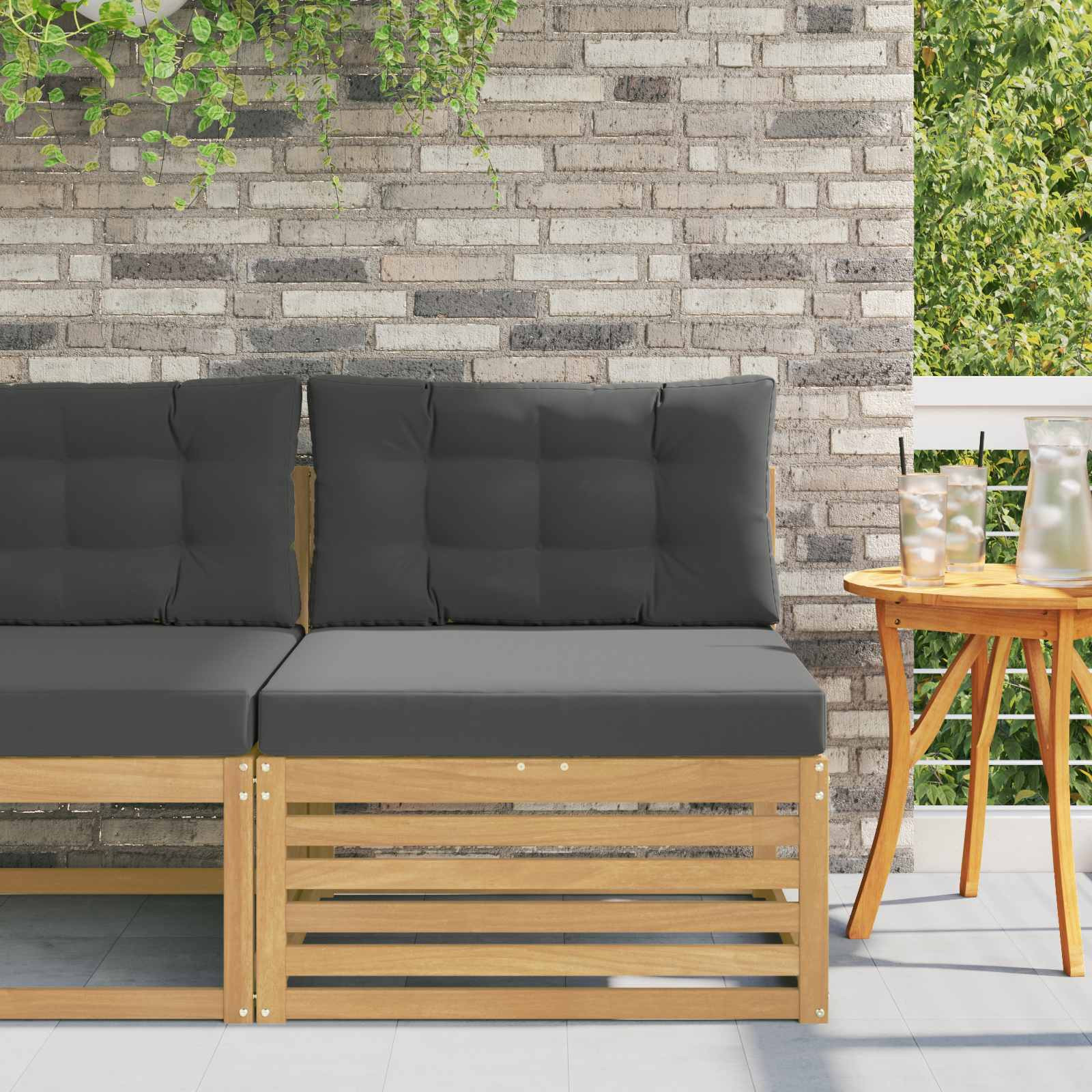 vidaXL Outdoor Mittelsofa Massivholz Akazie Weiß