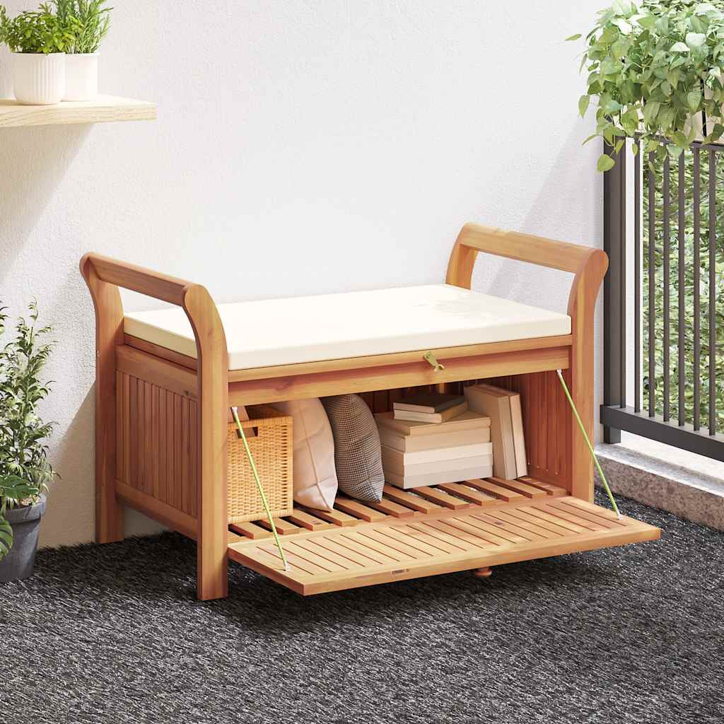 vidaXL Garten-Truhenbank mit Kissen 126 cm Massivholz Akazie