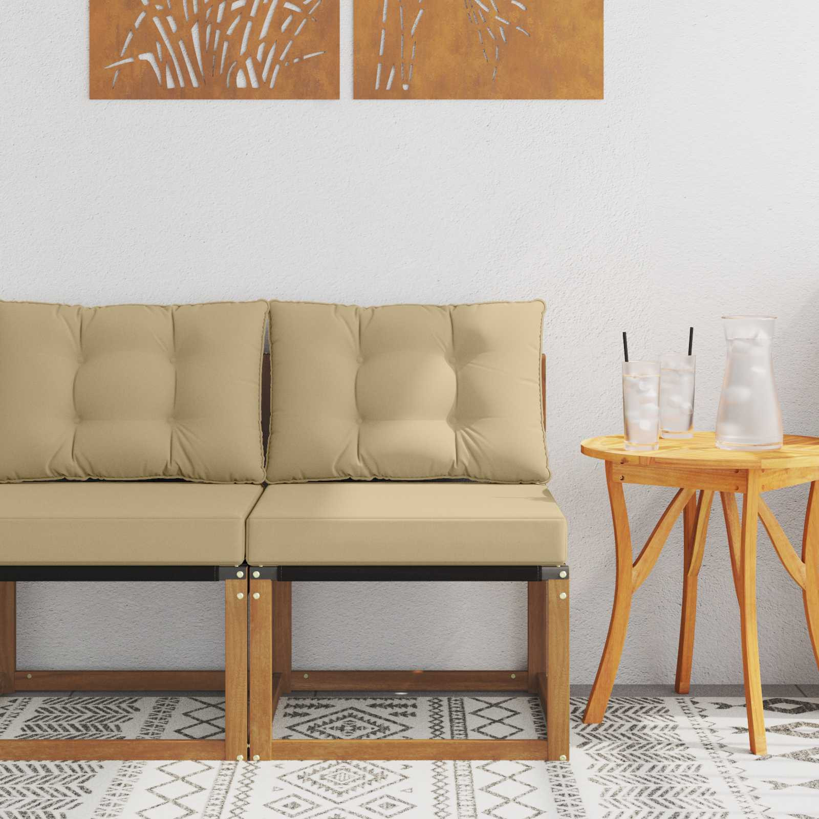 vidaXL Outdoor Mittelsofa Massivholz Akazie und Textilene Stoff Natur