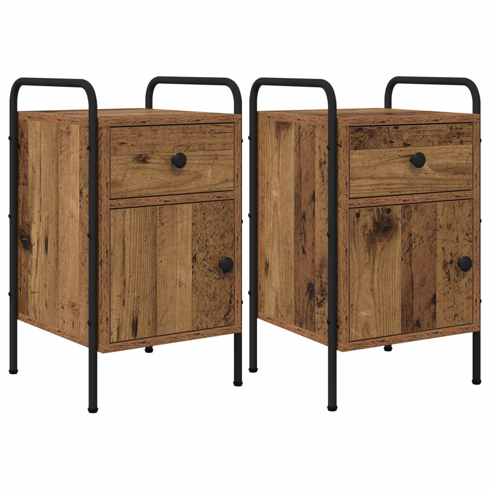vidaXL Nachttisch 2 Stk. Altholz 35 x 36,5 x 61 cm Holzwerkstoff