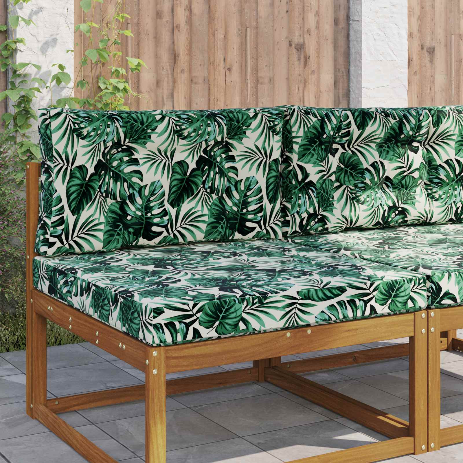 vidaXL Sofakissen für draußen 2 pcs Blattmuster Polyester