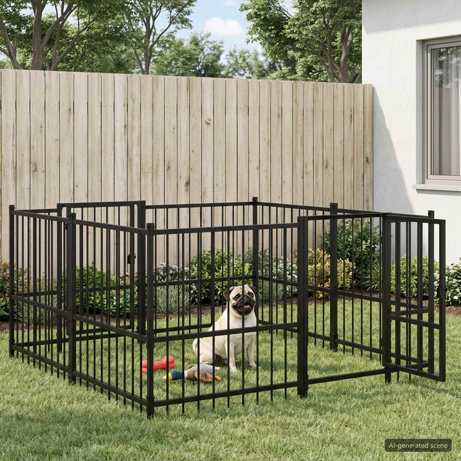 vidaXL Outdoor Hundespielplatz Schwarz 192 x 192 x 100 cm Stahl