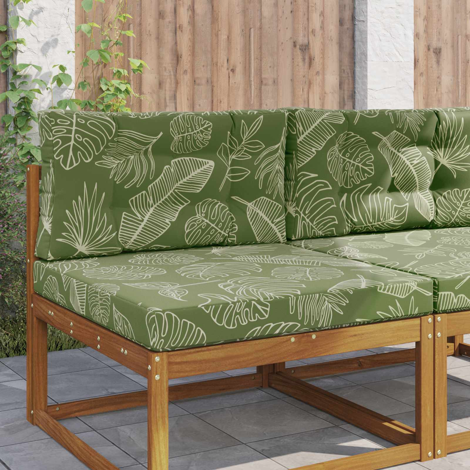vidaXL Sofakissen für draußen 2 pcs Blattdesign Polyester