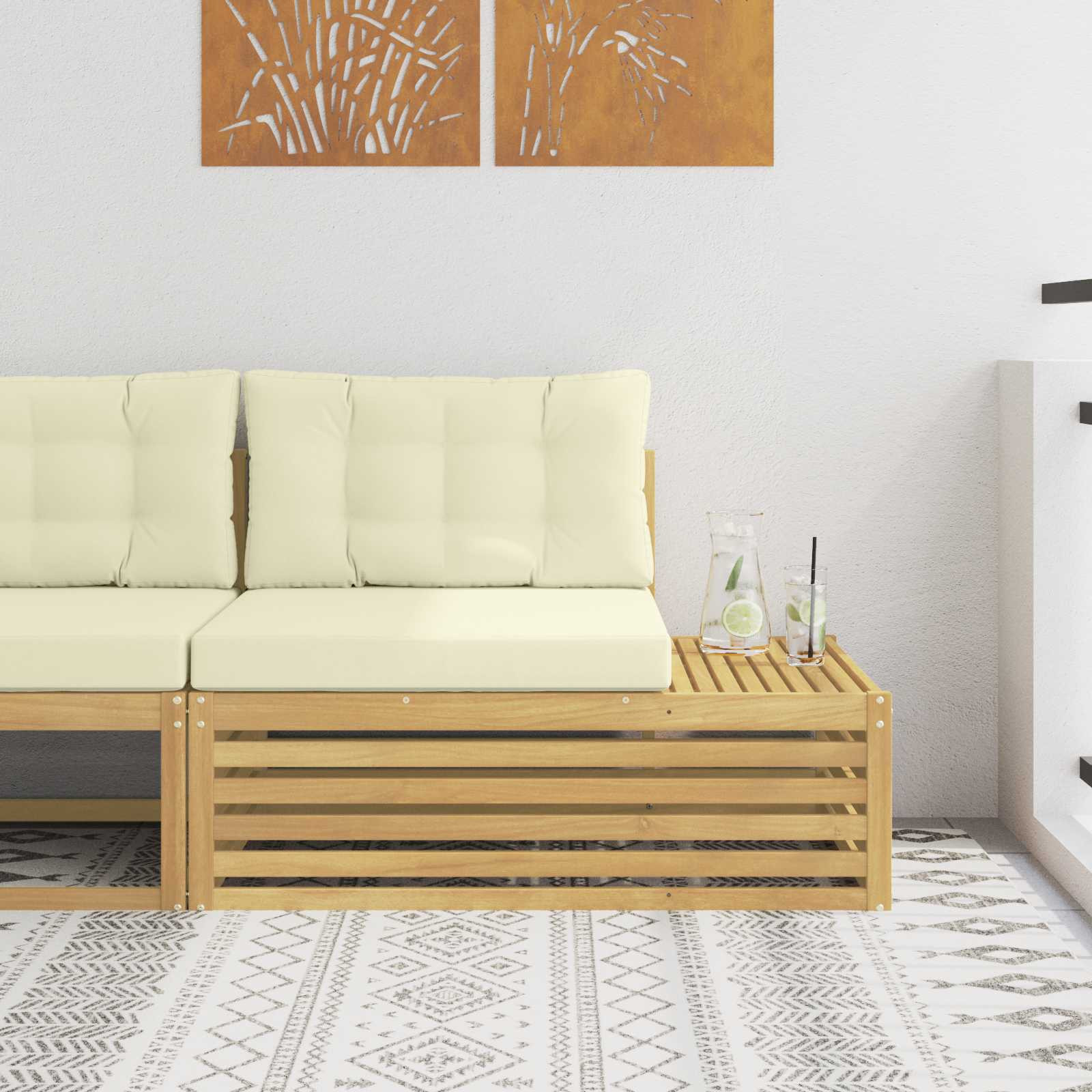 vidaXL Outdoor Endsofa Weiß 115 x 83 x 73 cm Massivholz Akazie