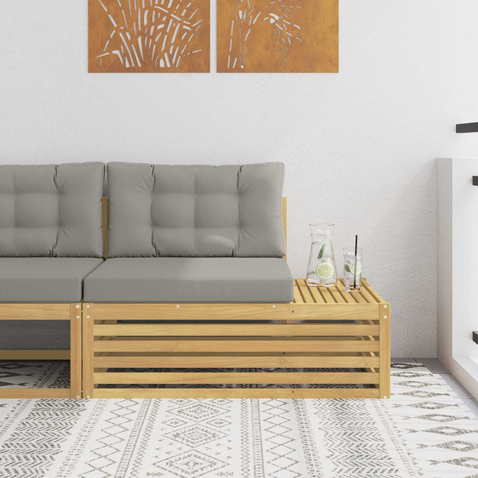 vidaXL Outdoor End Sofa Weiß 115 x 83 x 73 cm Massivholz Akazie