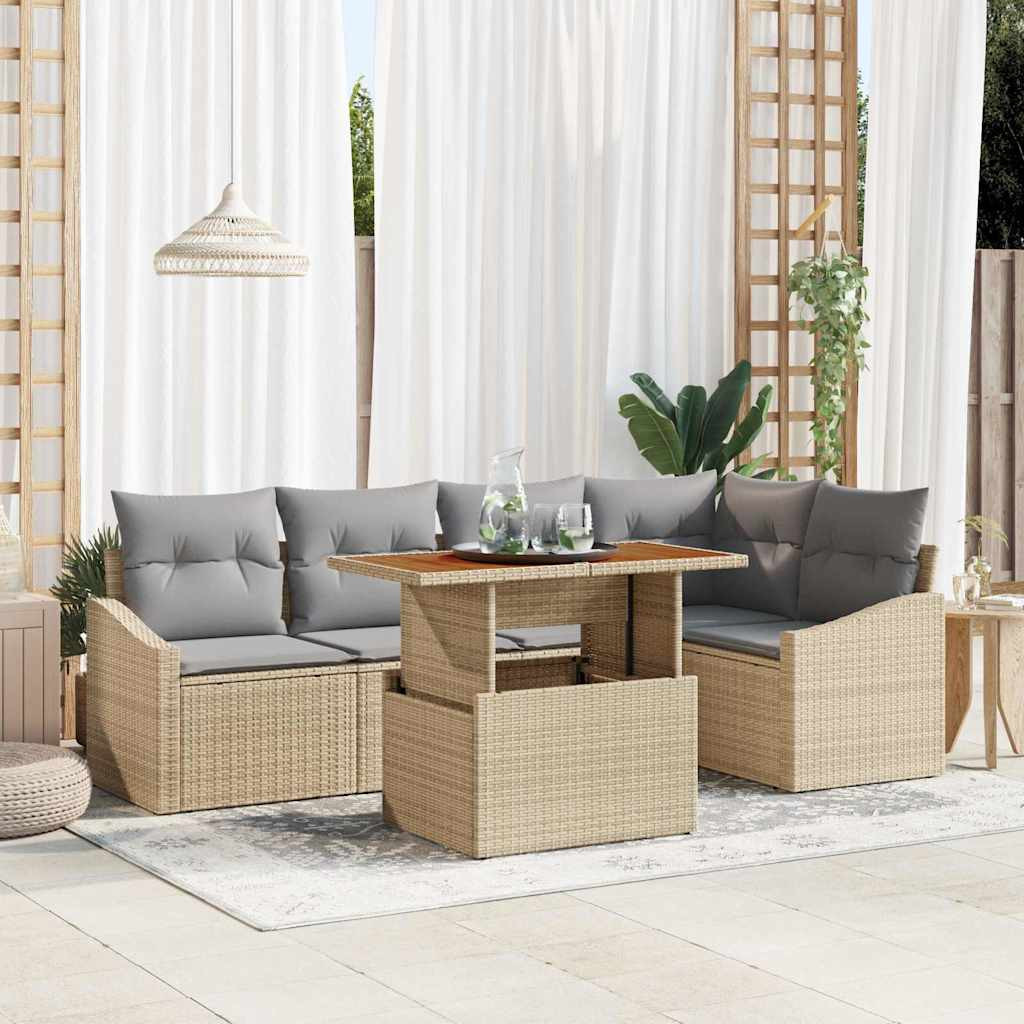 vidaXL Gartensofa-set 6 Stk. Beige und Grau