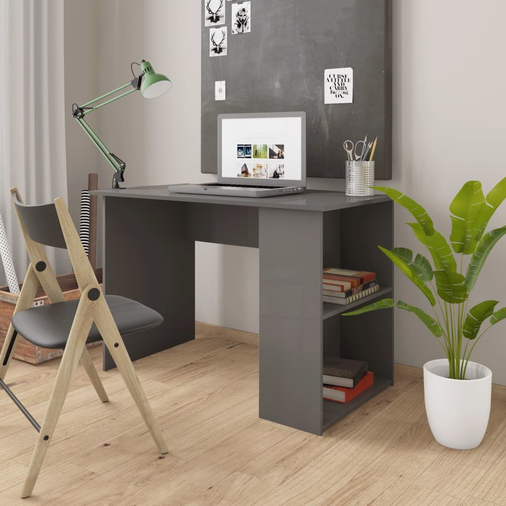 vidaXL Schreibtisch Hochglanz-Grau 110x60x73 cm Holzwerkstoff