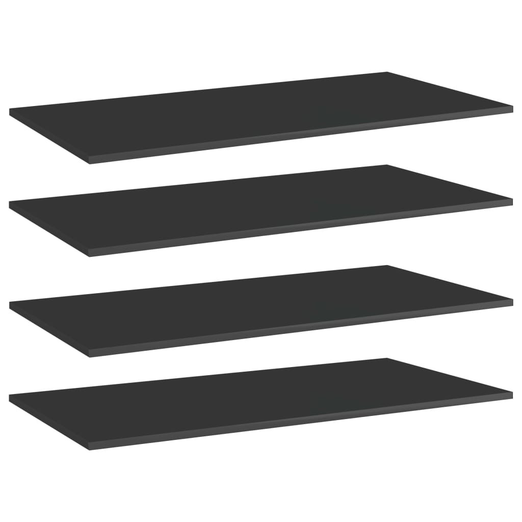 vidaXL Bücherregal-Bretter 4 Stk. Hochglanz-Schwarz 80x20x1,5 cm