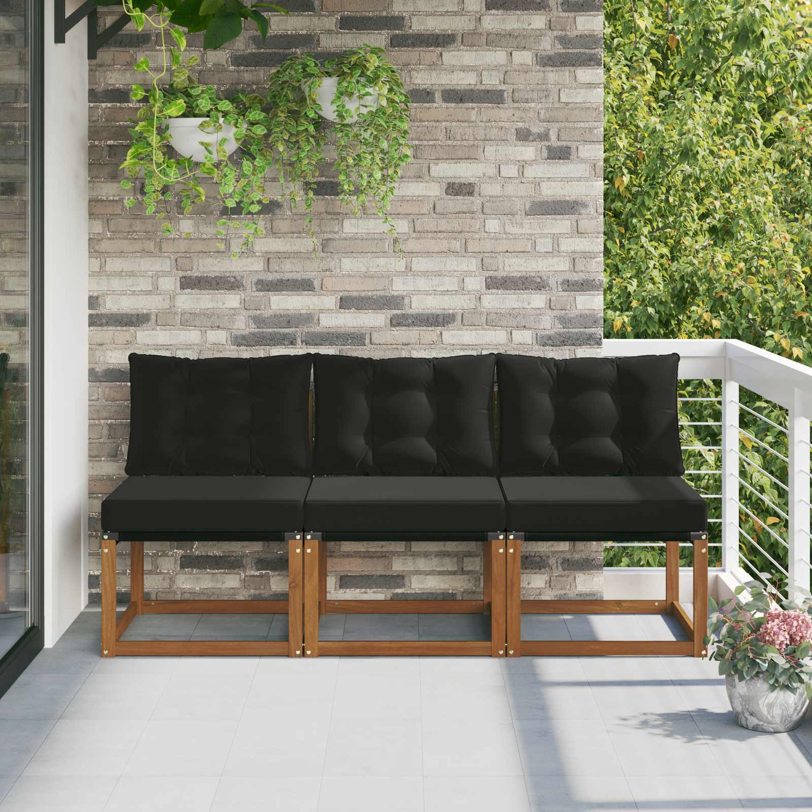 vidaXL 3 Stück Outdoor Mittelsofa