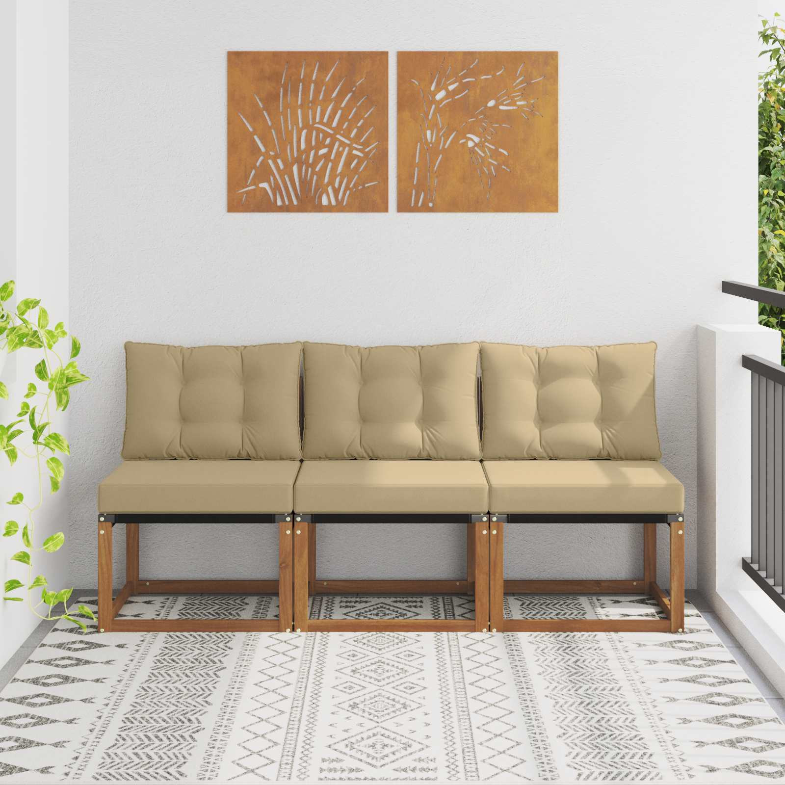 vidaXL 3 Stück Outdoor Mittelsofa