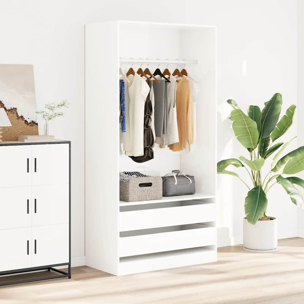 vidaXL Kleiderschrank Hochglanz-Weiß 100x50x200 cm Holzwerkstoff