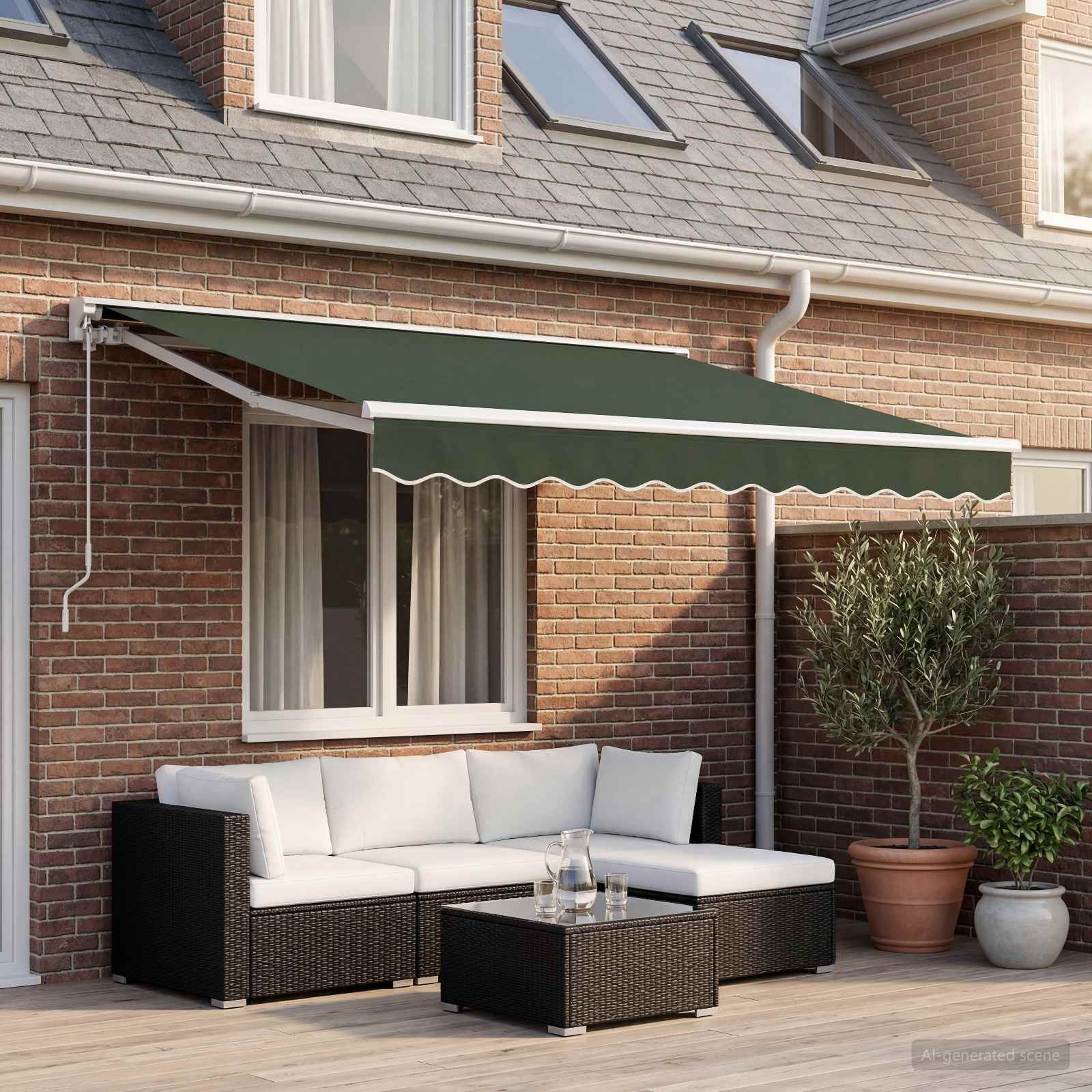 vidaXL Markisenersatzstoff Dunkelgrün 381 x 295 cm Polyester