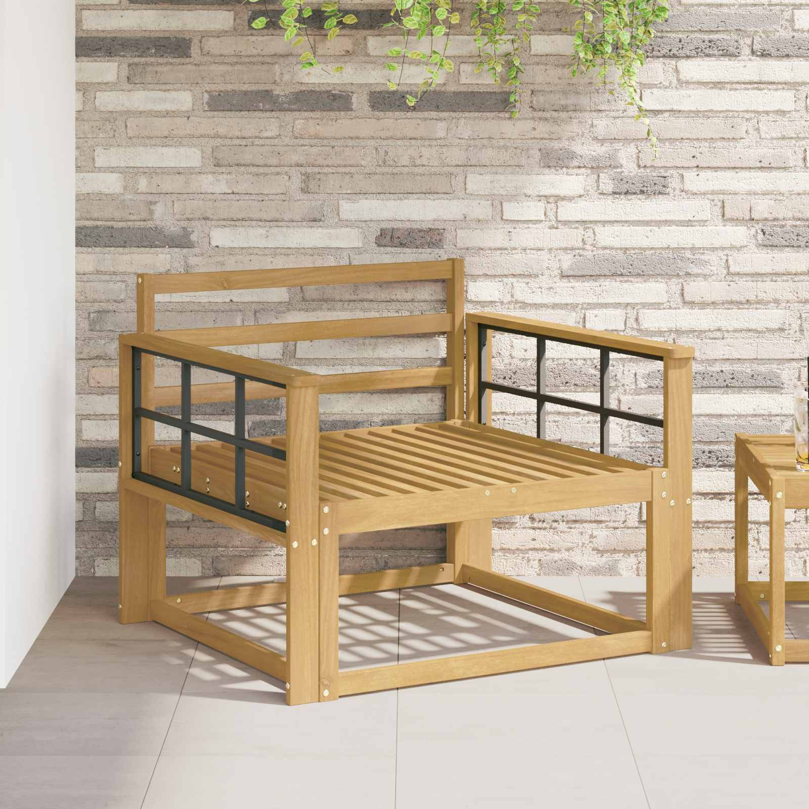 vidaXL Armlehnen Modul 2 pcs Weiß 80 x 6 x 61 cm Massivholz Akazie