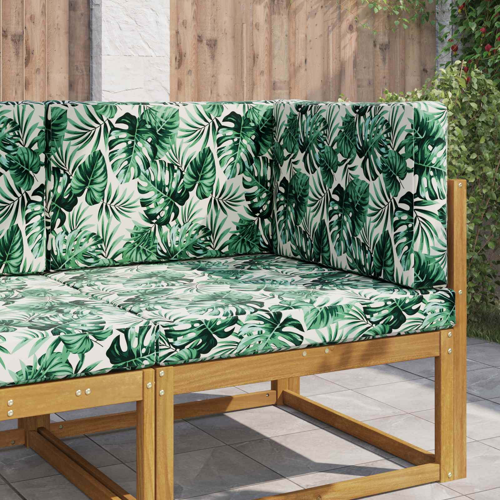 vidaXL Sofakissen für draußen 3 pcs Blattmuster Polyester