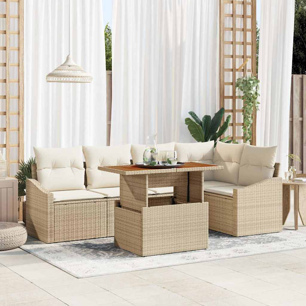 vidaXL Gartensofa-set 6 Stk. Beige und Creme
